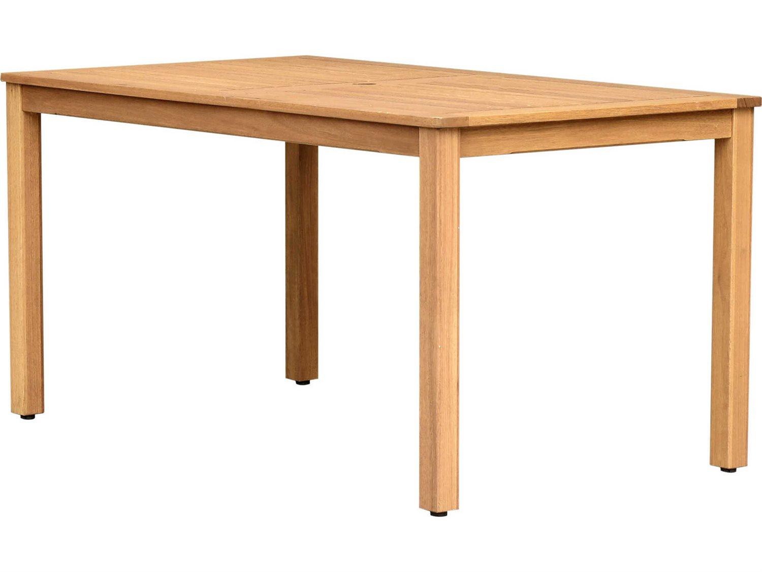 International Home Miami Amazonia San Antonio Wood Rectangular Patio Dining Table with Umbrella Hole