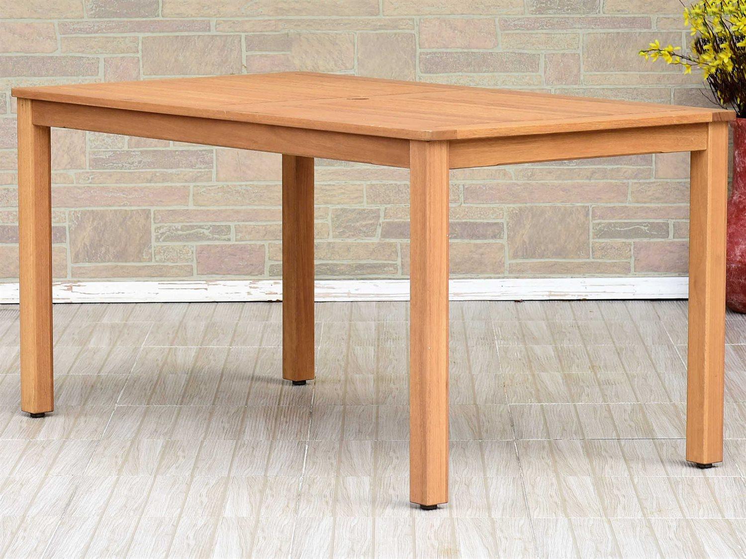 International Home Miami Amazonia San Antonio Wood Rectangular Patio Dining Table with Umbrella Hole