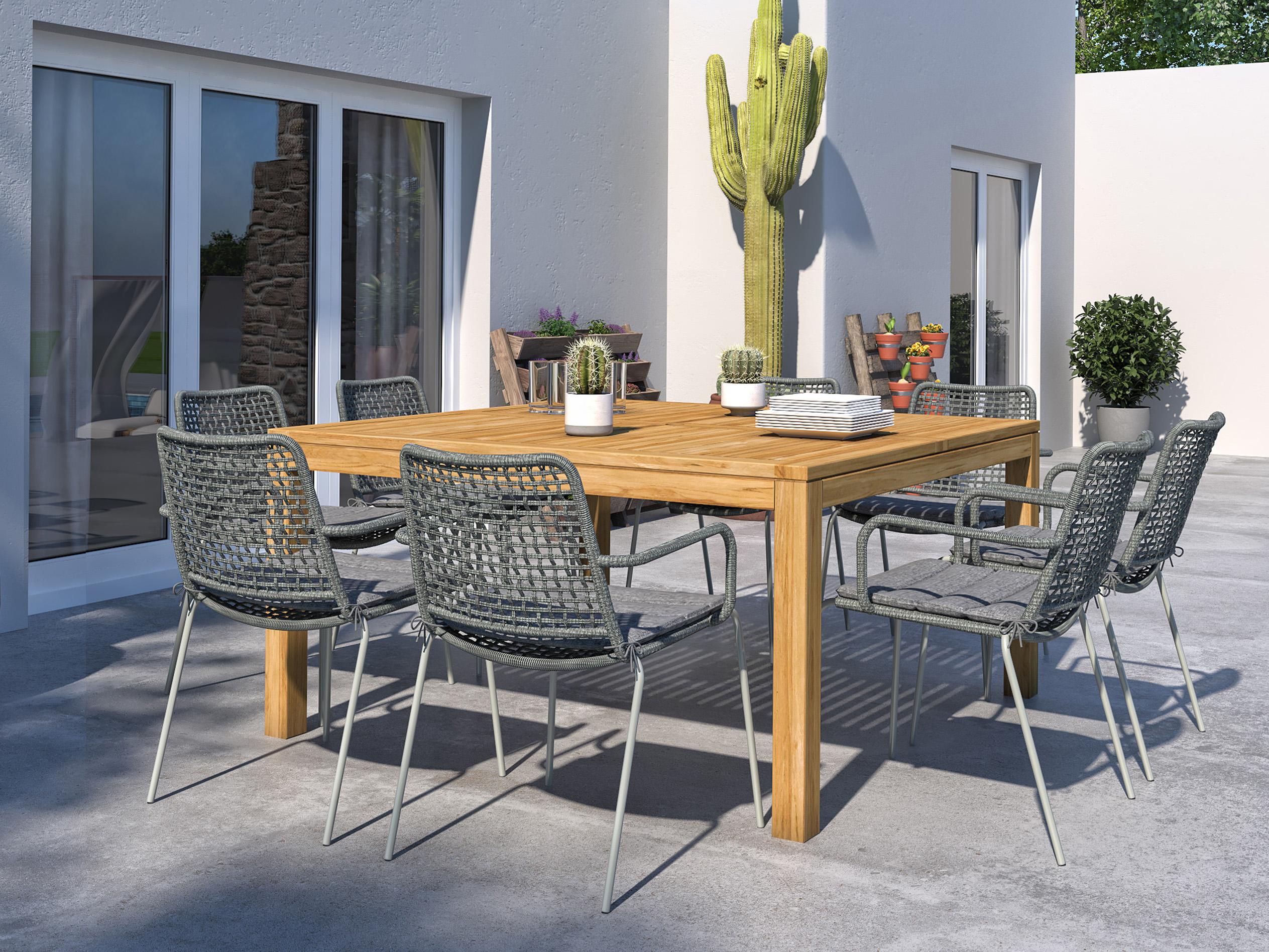 International Home Miami Amazonia 9 Piece Square Outdoor Dining Set Certified Teak