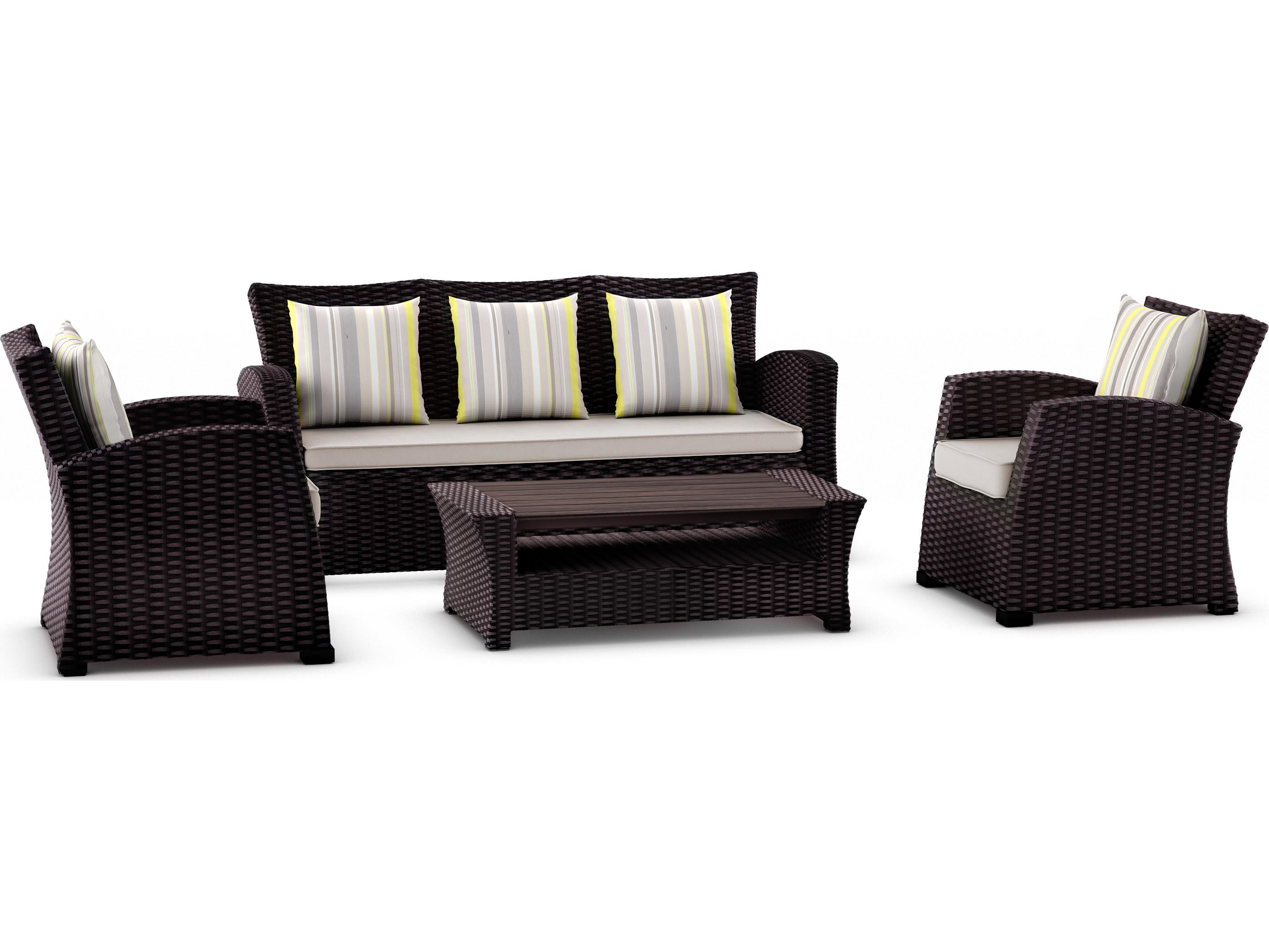 International Home Miami Atlantic Wicker Cushion Outdoor Lounge Set