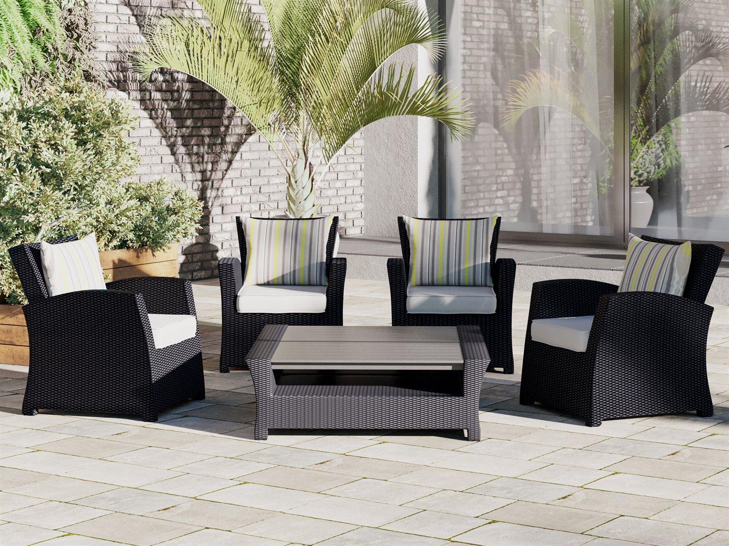 International Home Miami Atlantic Wicker Cushion Outdoor Patio Lounge Set
