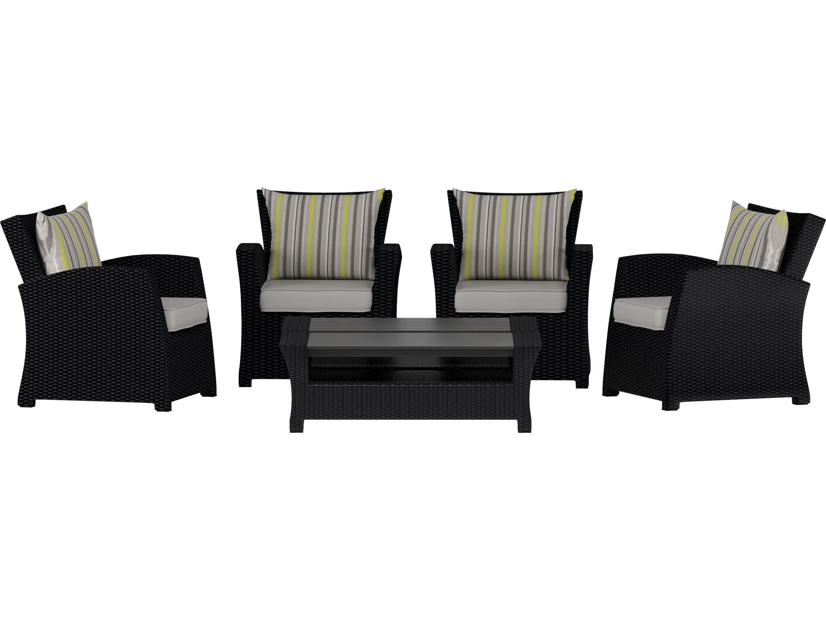 International Home Miami Atlantic Wicker Cushion Outdoor Patio Lounge Set