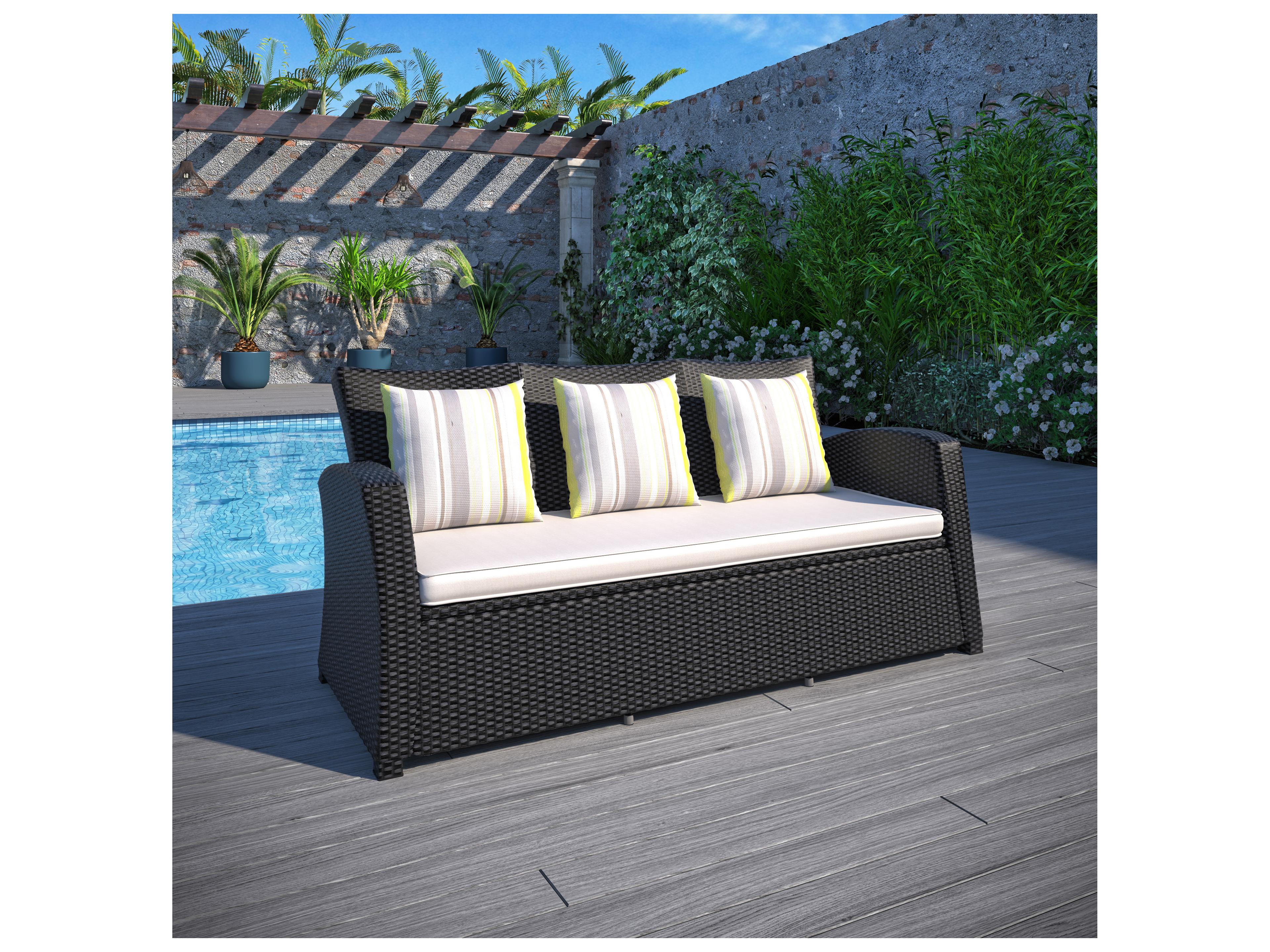 International Home Miami Atlantic Wicker Cushion Outdoor Patio Sofa