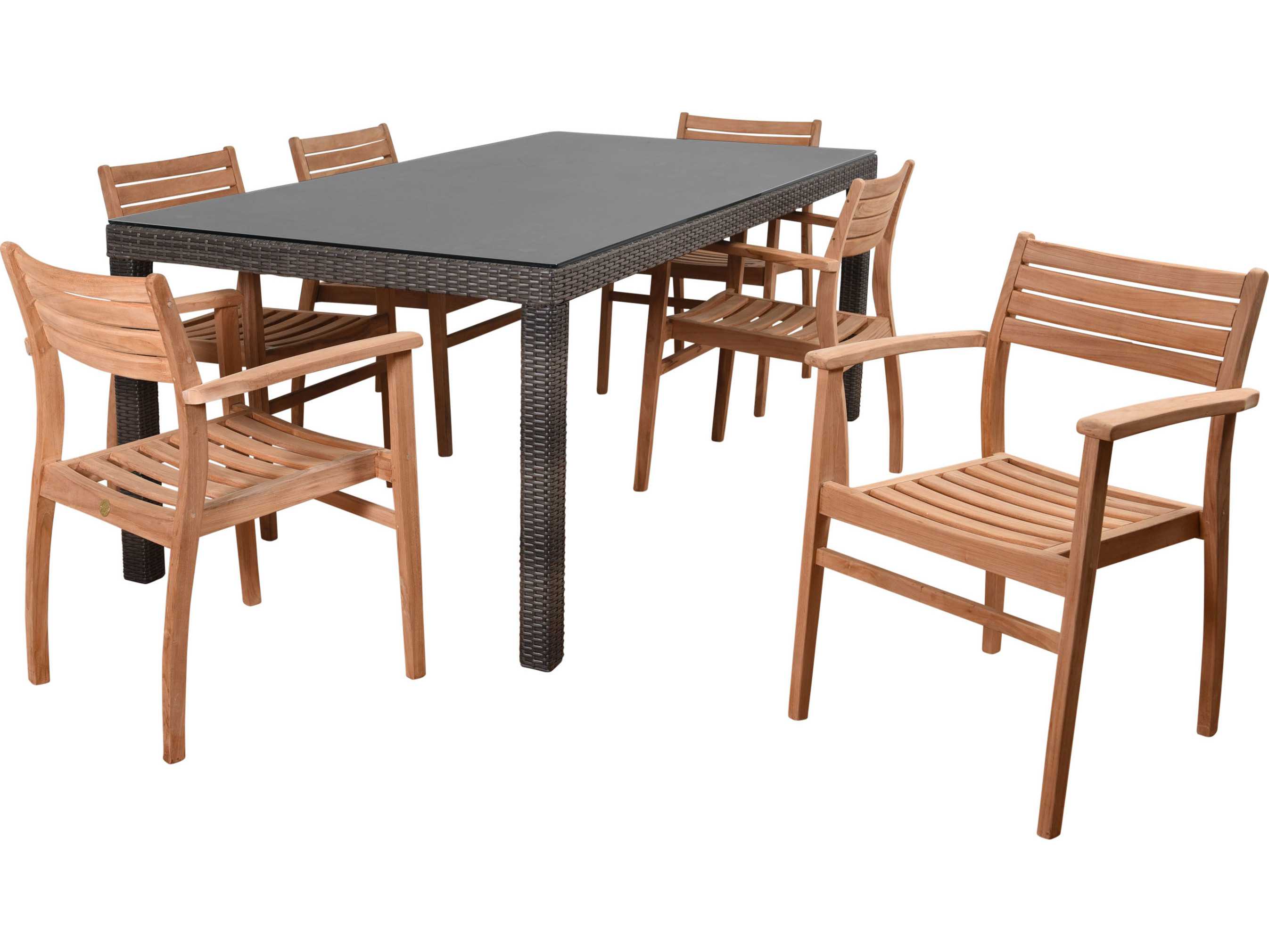International Home Miami Atlantic Lina 7 Piece Rectangular Patio Dining Set