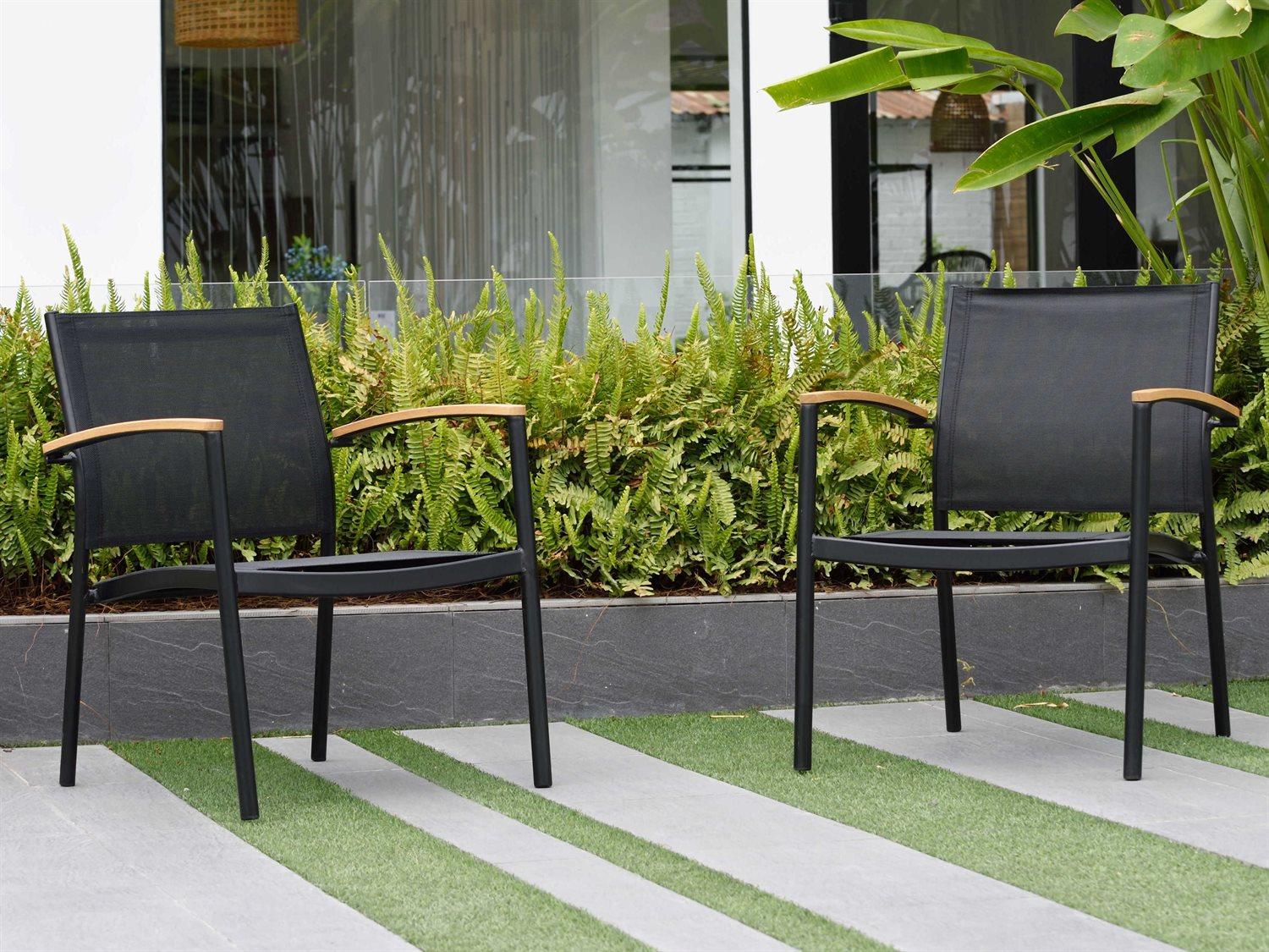 International Home Miami Amazonia Fontana 2 Piece Aluminum Sling Outdoor Patio Dining Chair Set