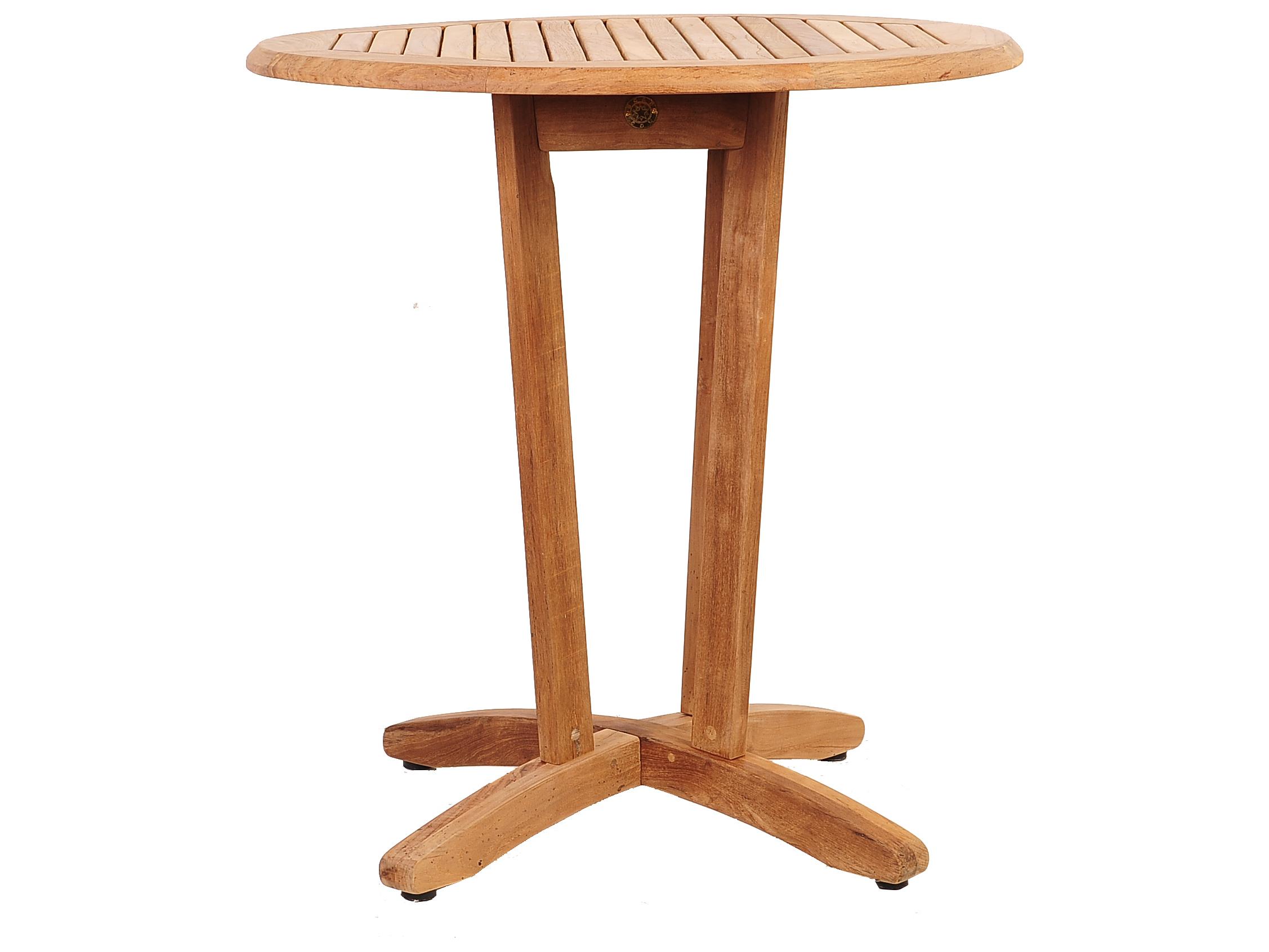 International Home Miami Amazonia 3 Piece Teak 100% FSC Certified Solid Wood For Outdoor Round Table With White Chair