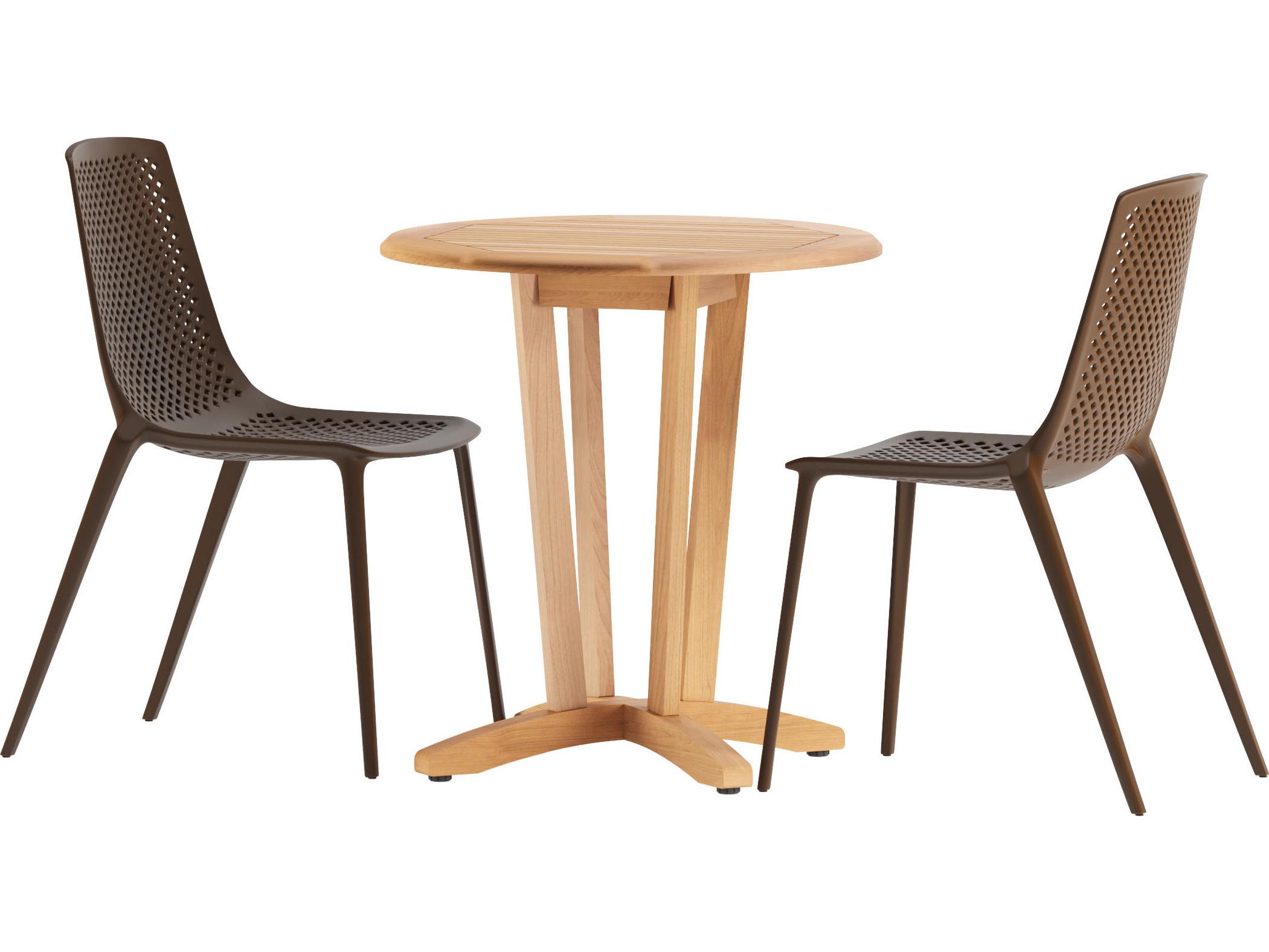 International Home Miami Amazonia 3 Piece Teak 100% FSC Certified Solid Wood For Outdoor Round Table With Brown Chair