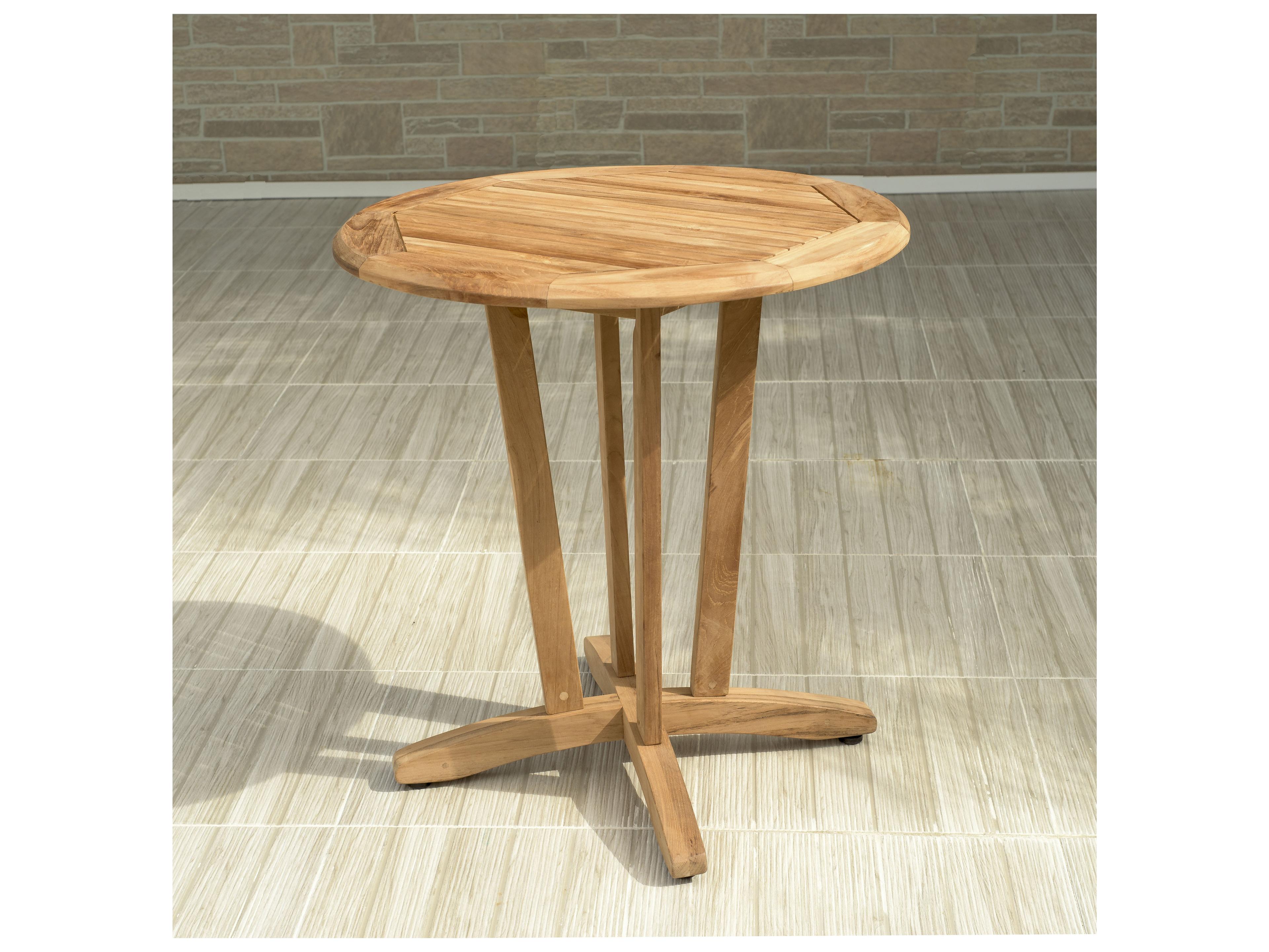 International Home Miami Amazonia 3 Piece Teak 100% FSC Certified Solid Wood For Outdoor Round Table With Brown Chair