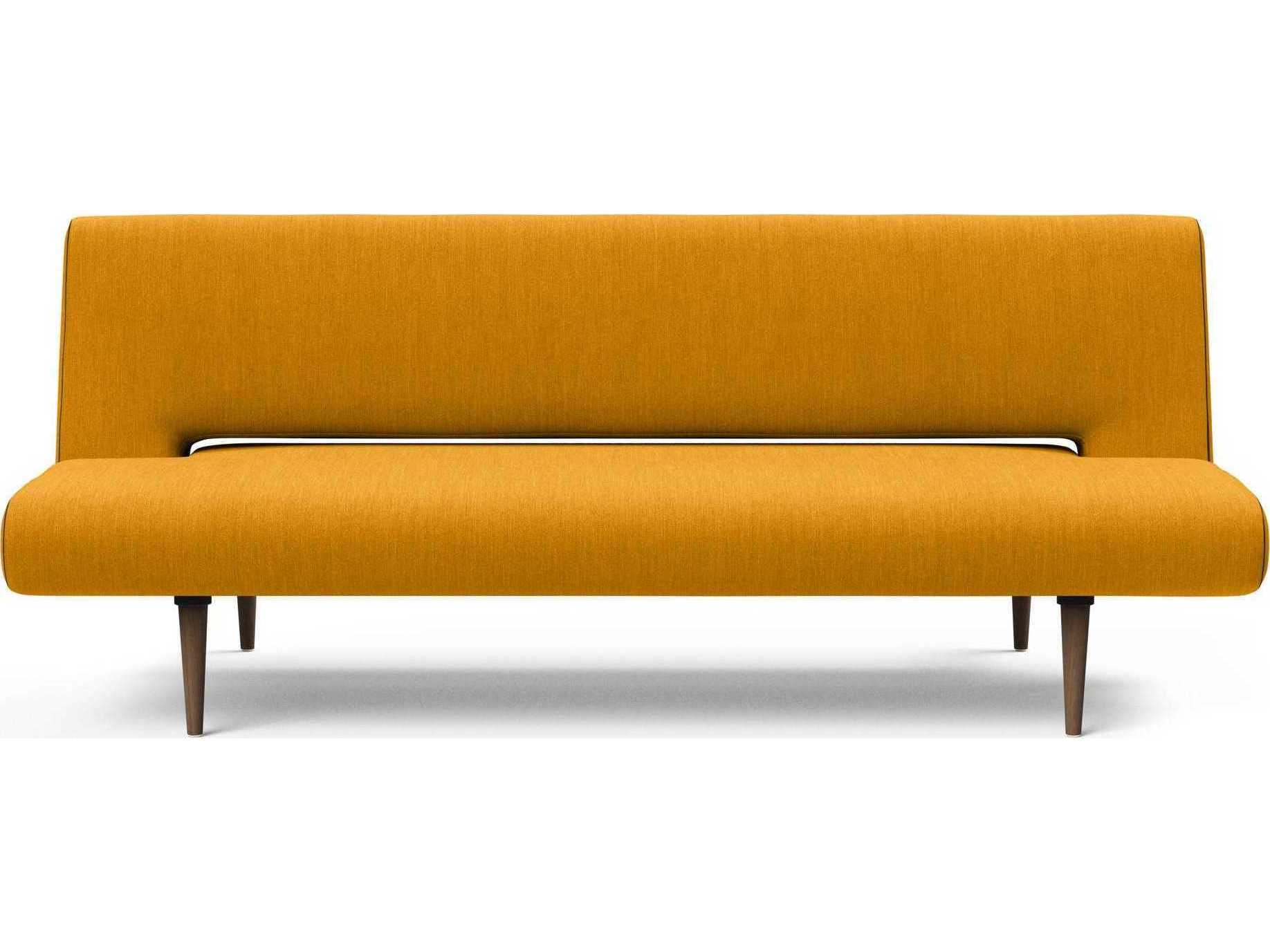 Innovation Unfurl Elegance Burned Curry Dark Stained Wood Orange Upholstered Sofa Bed
