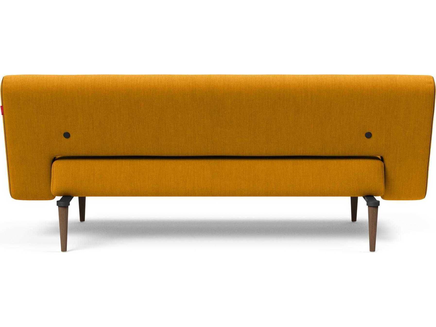 Innovation Unfurl Elegance Burned Curry Dark Stained Wood Orange Upholstered Sofa Bed