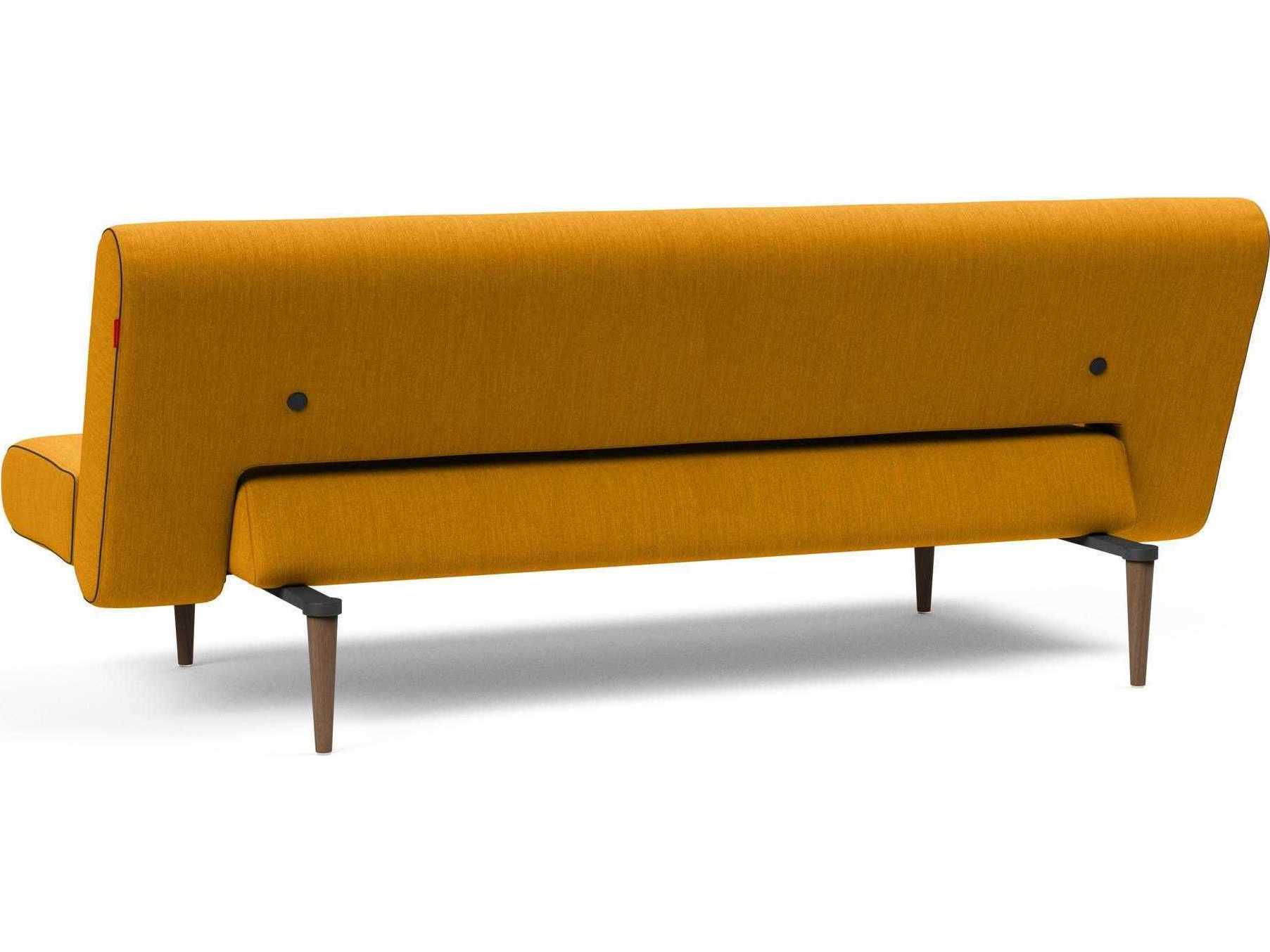 Innovation Unfurl Elegance Burned Curry Dark Stained Wood Orange Upholstered Sofa Bed