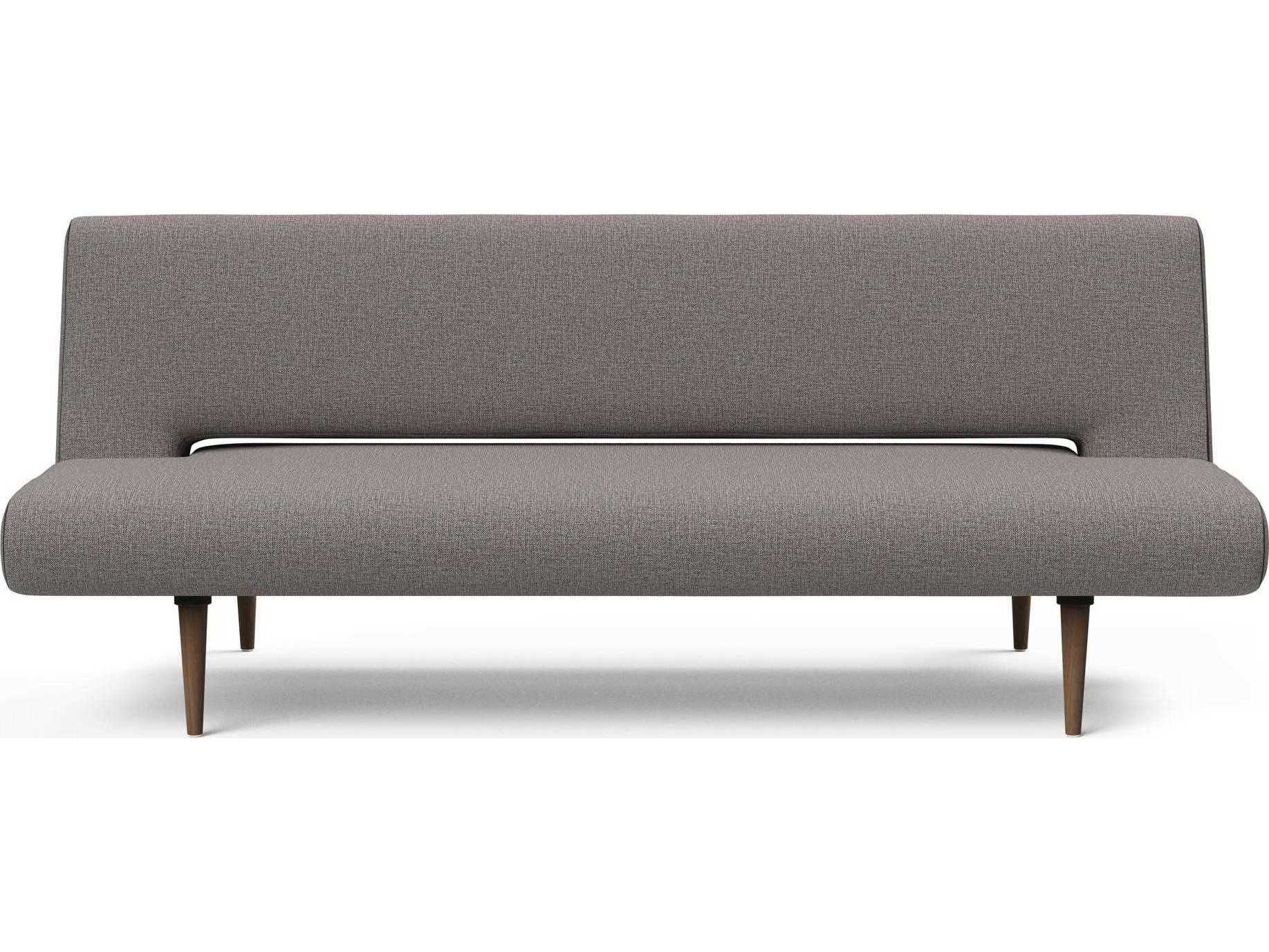 Innovation Unfurl Mixed Dance Grey Dark Stained Wood Upholstered Sofa Bed