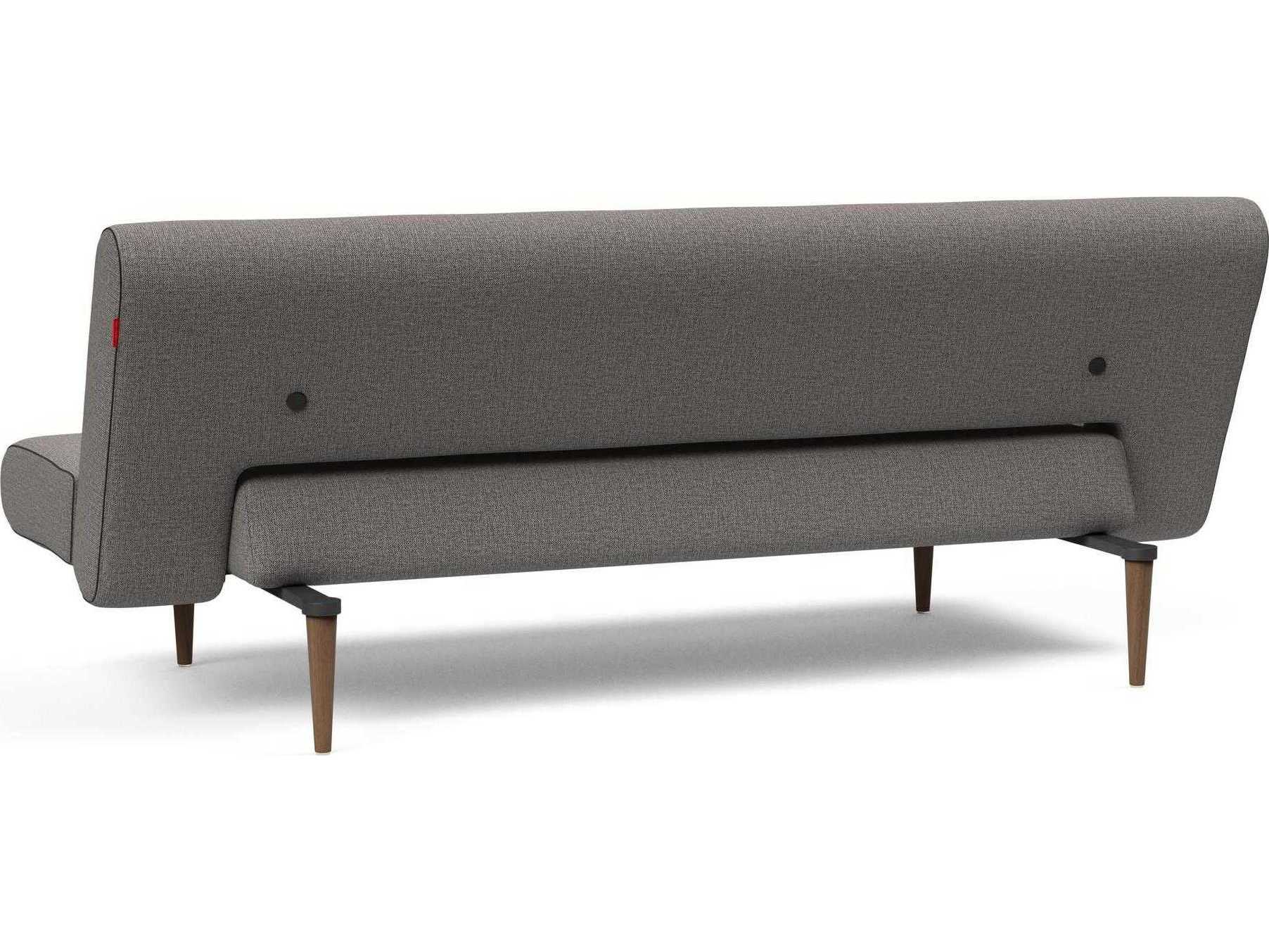 Innovation Unfurl Mixed Dance Grey Dark Stained Wood Upholstered Sofa Bed