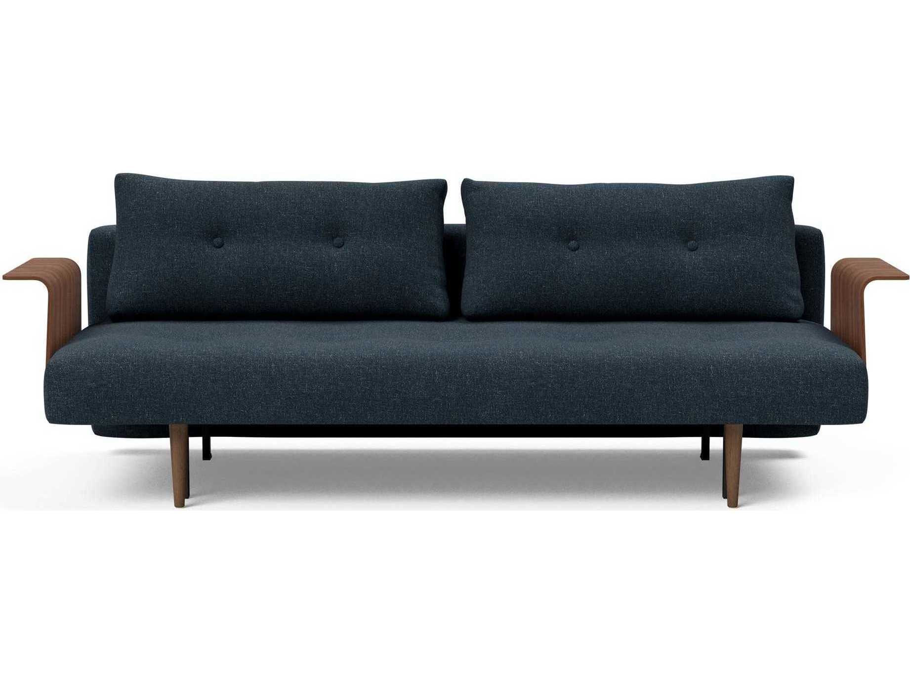 Innovation Recast Plus Nist Blue Dark Lacquered Oak Upholstered Sofa Bed