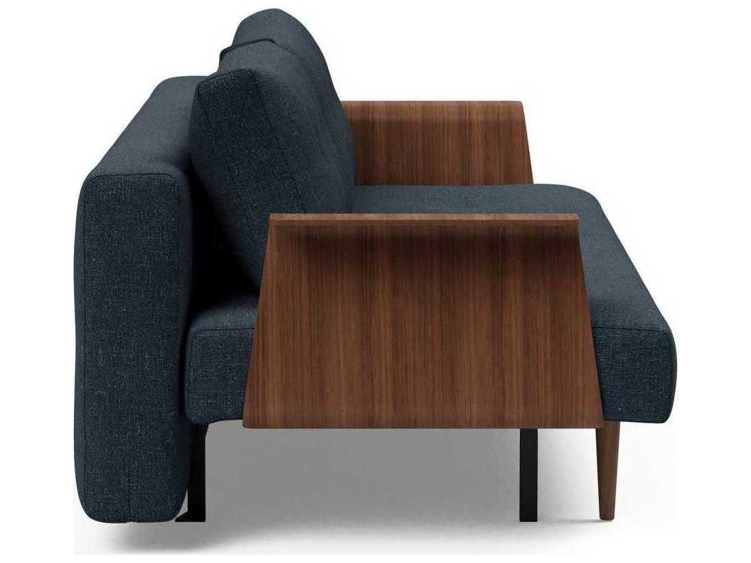 Innovation Recast Plus Nist Blue Dark Lacquered Oak Upholstered Sofa Bed