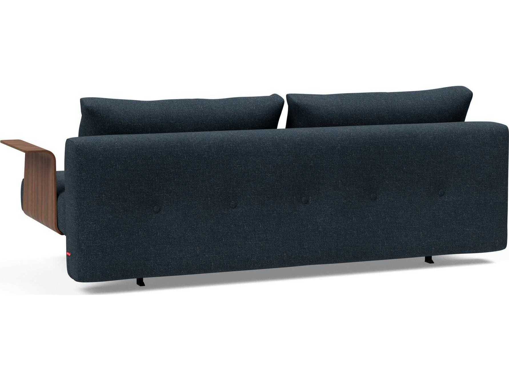 Innovation Recast Plus Nist Blue Dark Lacquered Oak Upholstered Sofa Bed