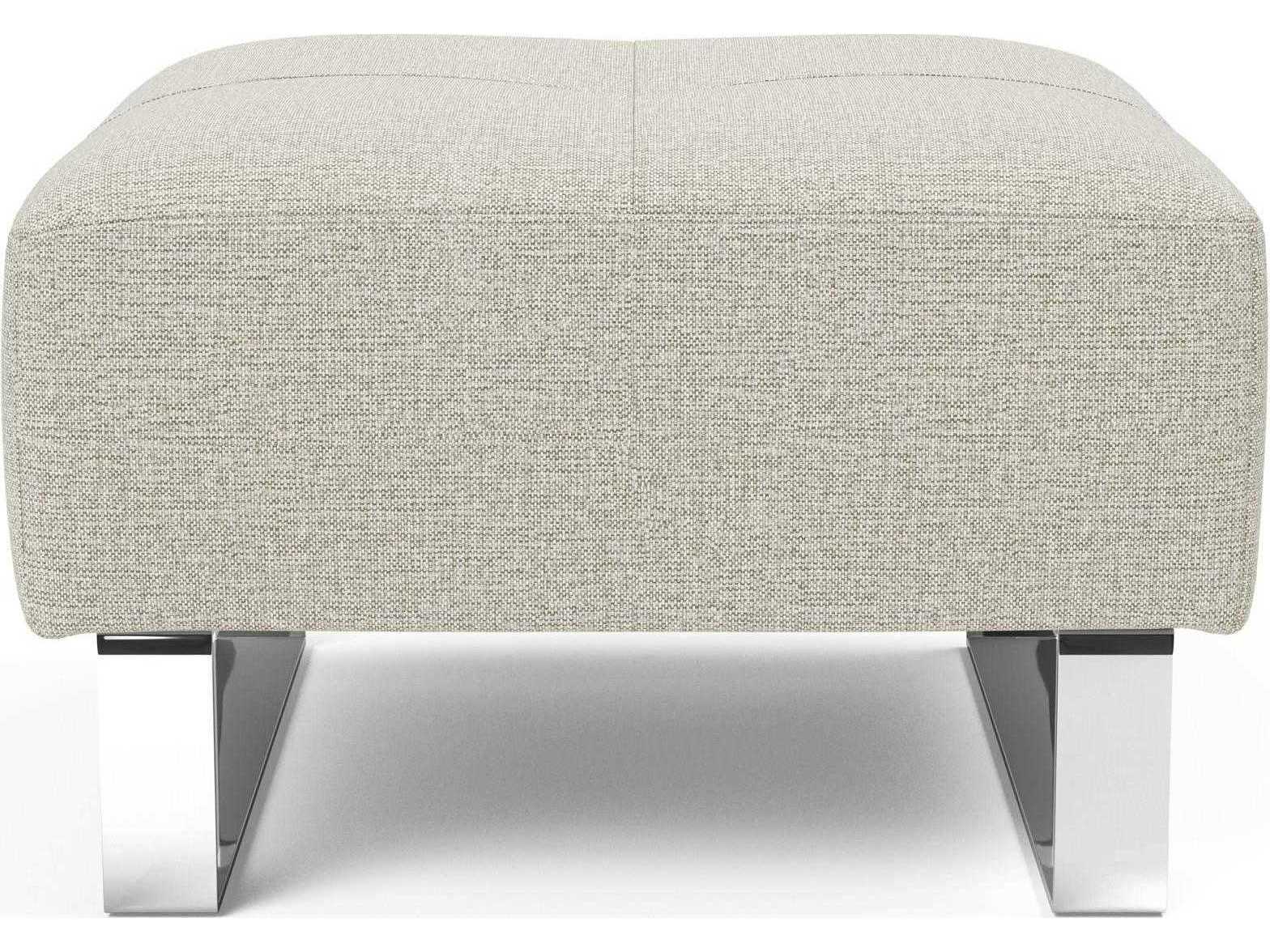 Innovation Deluxe Excess Mixed Dance Natural Chrome Silver Upholstered Ottoman