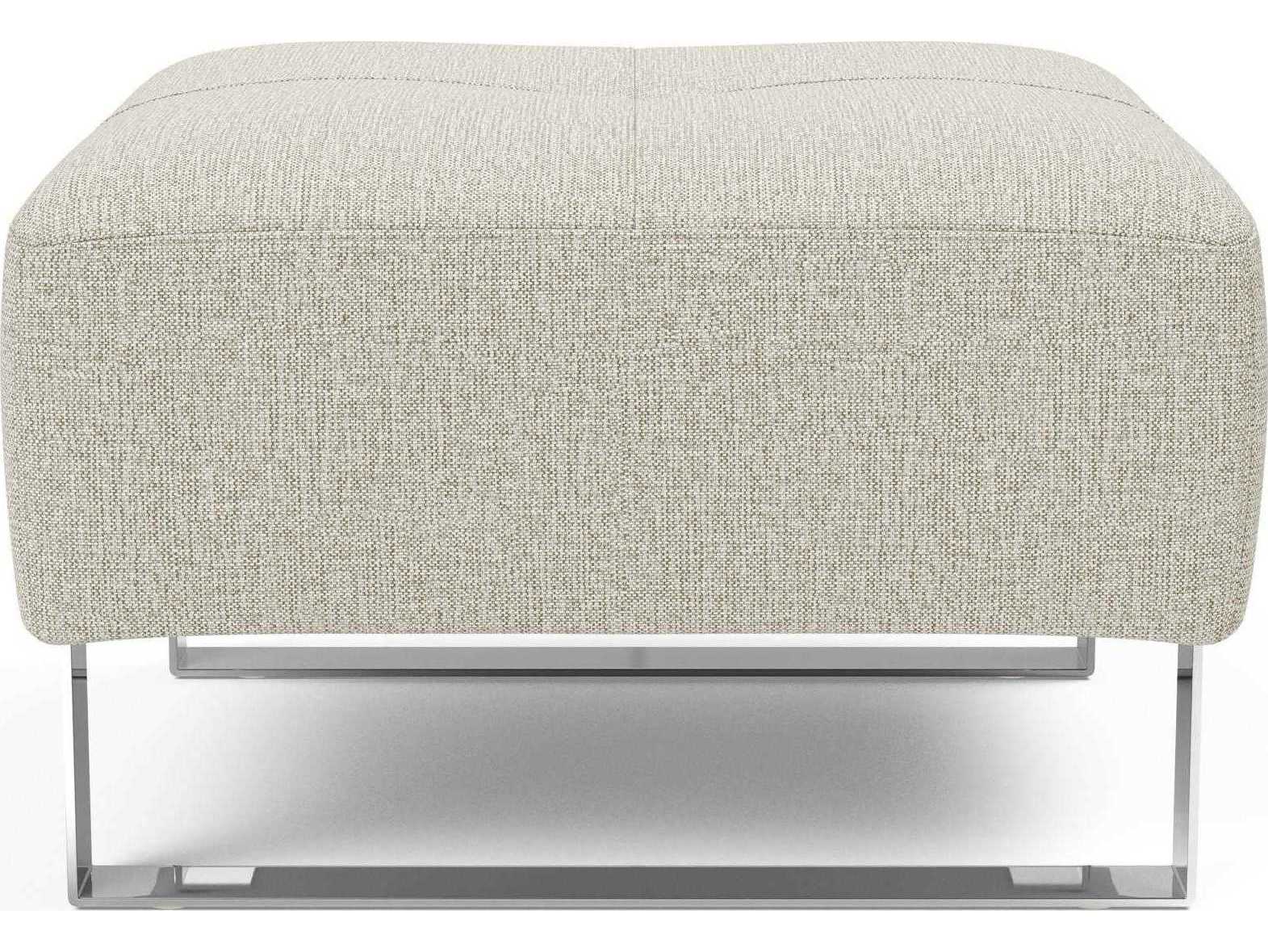 Innovation Deluxe Excess Mixed Dance Natural Chrome Silver Upholstered Ottoman
