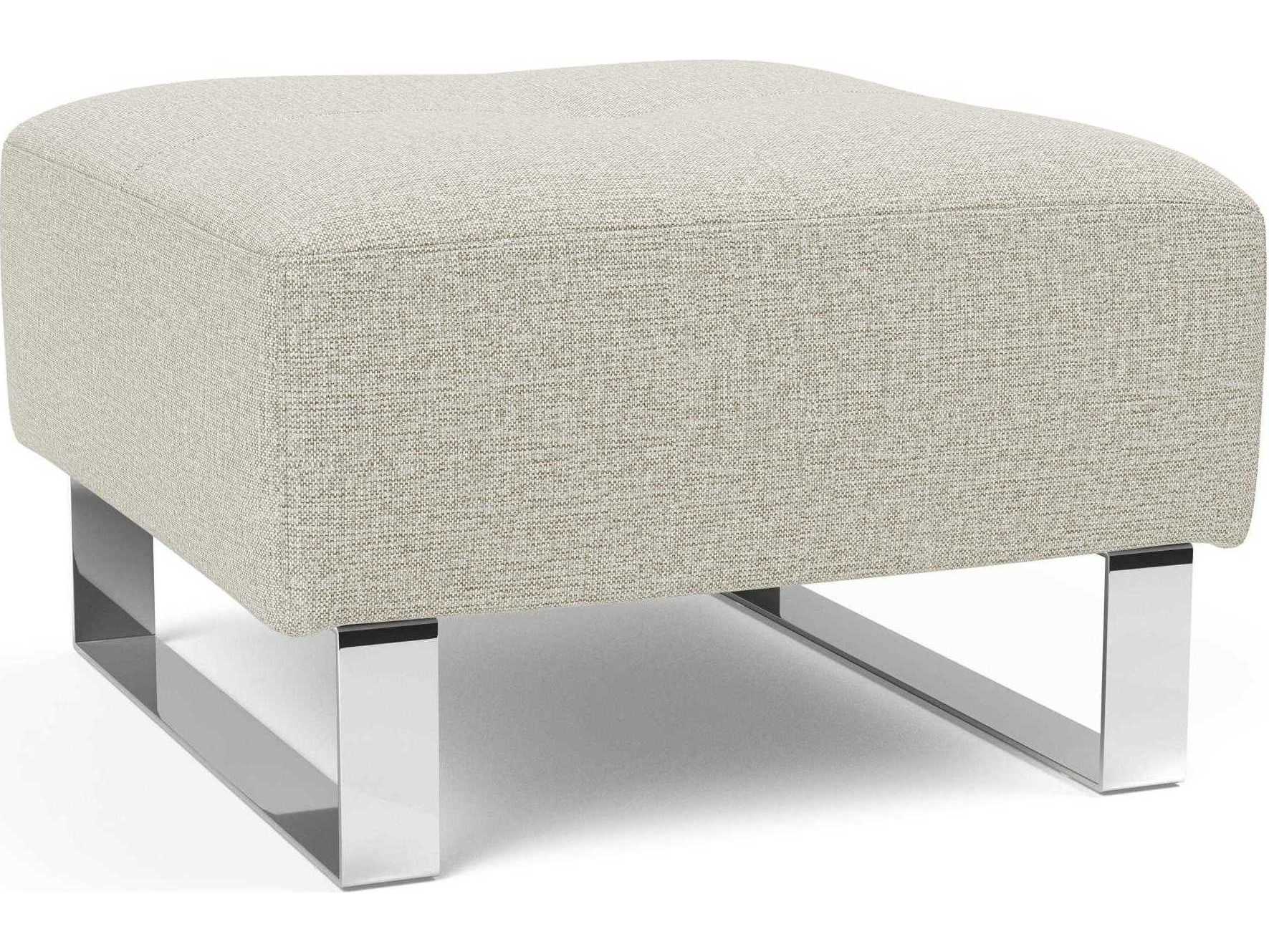 Innovation Deluxe Excess Mixed Dance Natural Chrome Silver Upholstered Ottoman