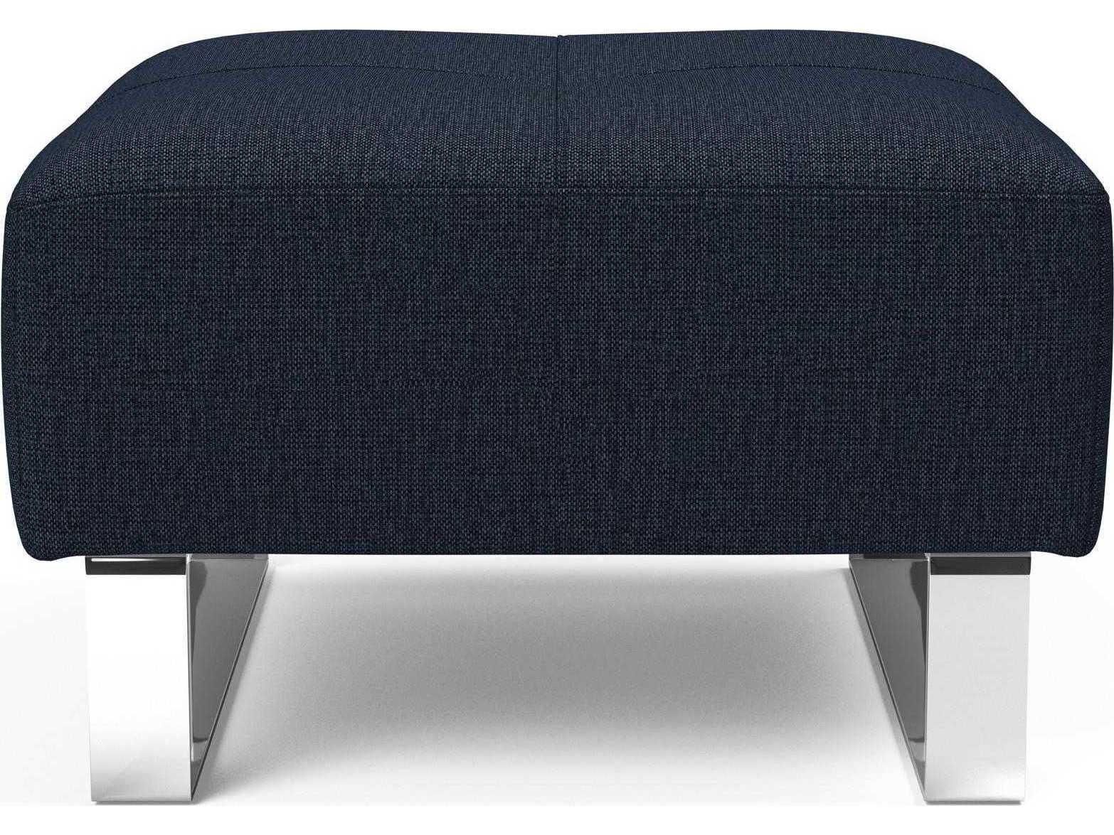 Innovation Deluxe Excess Mixed Dance Blue Chrome Upholstered Ottoman