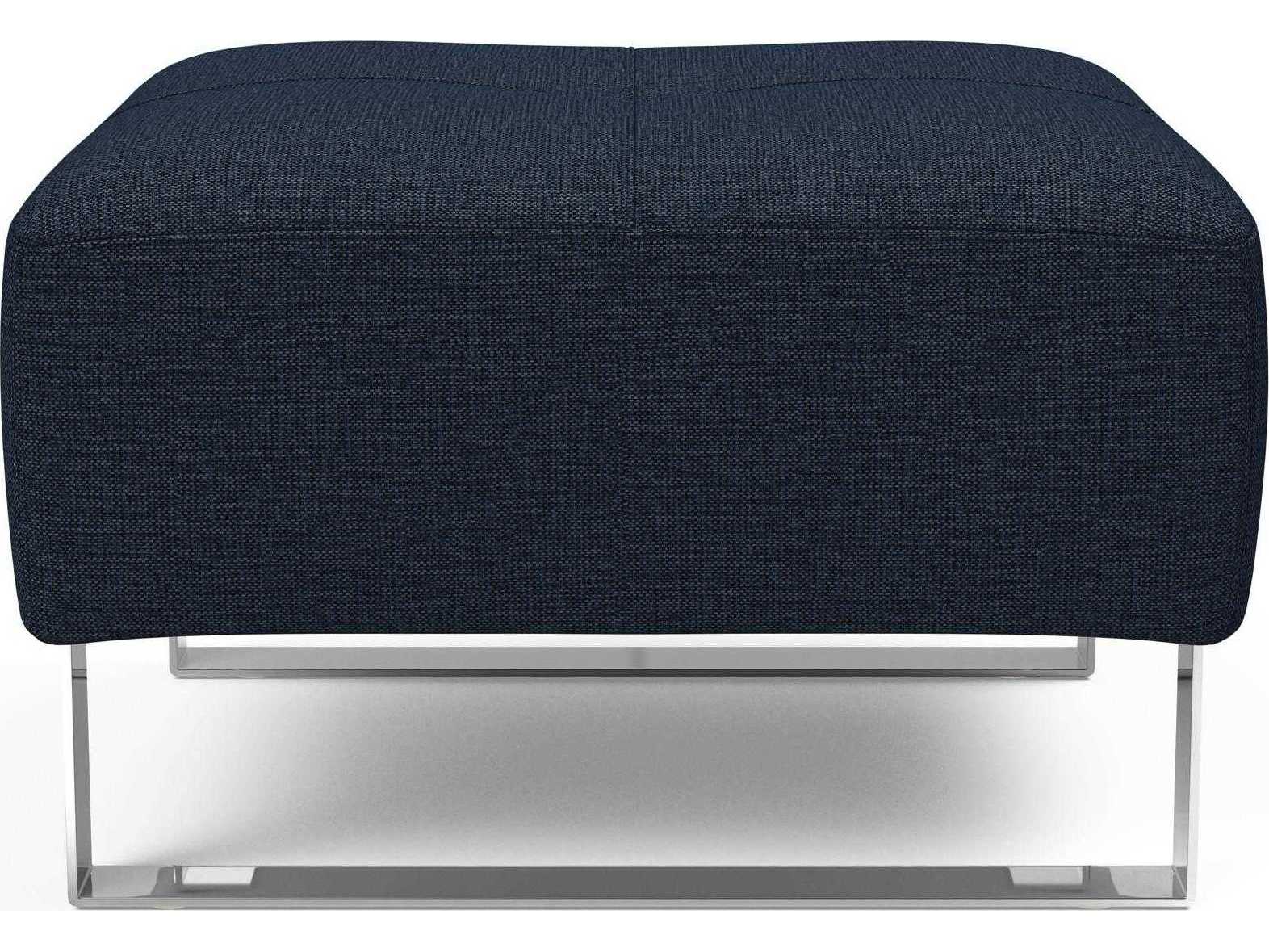 Innovation Deluxe Excess Mixed Dance Blue Chrome Upholstered Ottoman