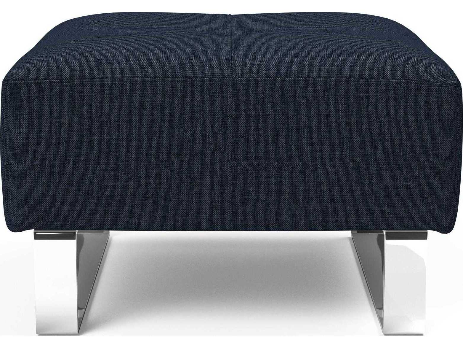 Innovation Deluxe Excess Mixed Dance Blue Chrome Upholstered Ottoman
