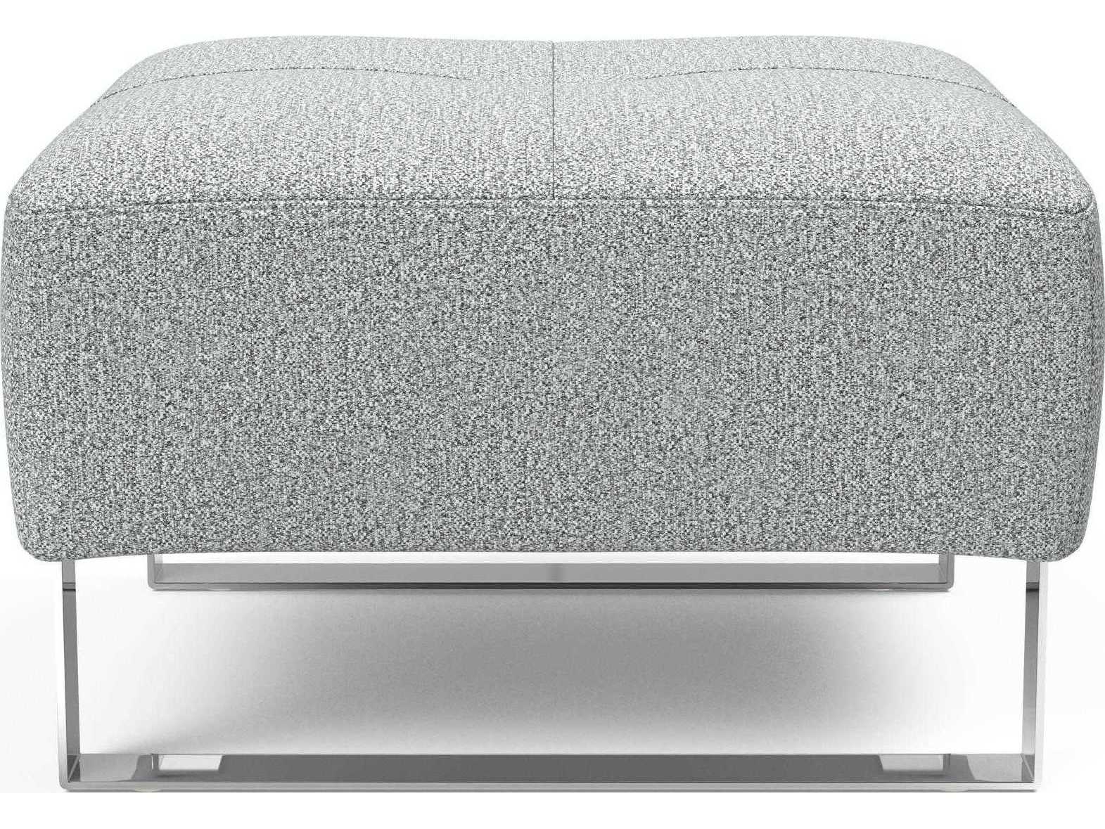 Innovation Deluxe Excess Melange Light Grey Chrome Upholstered Ottoman