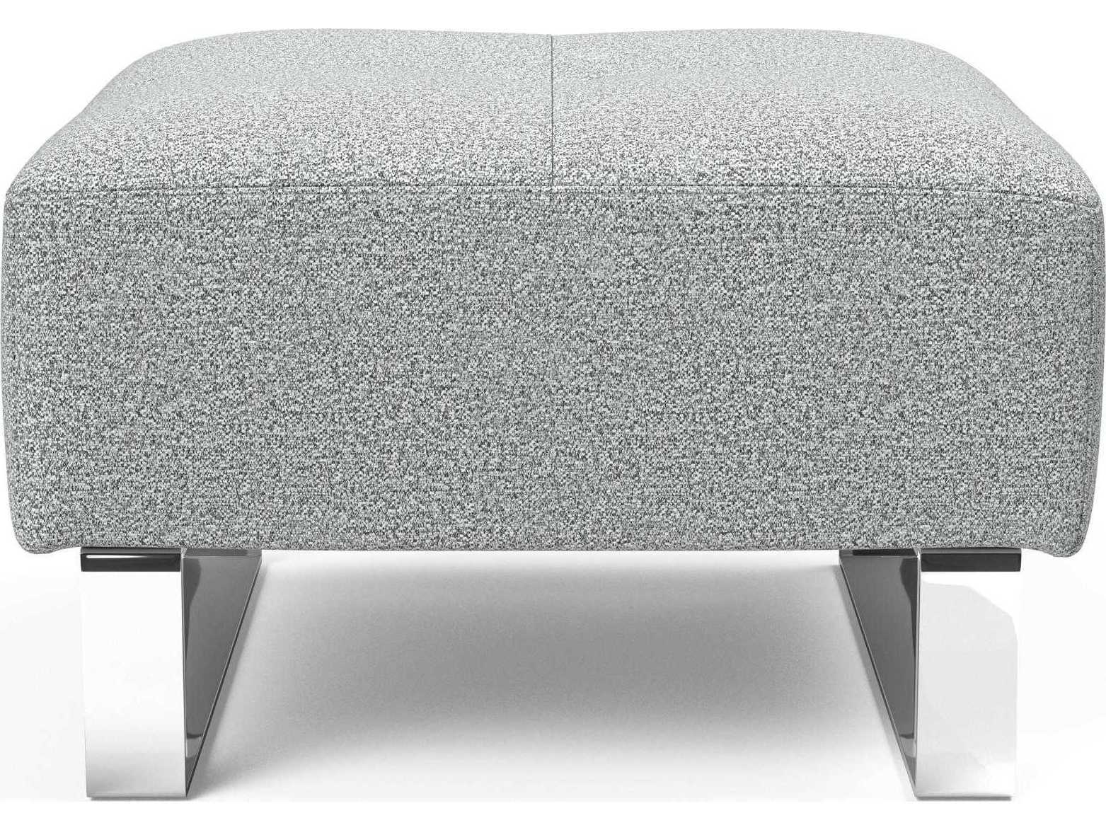 Innovation Deluxe Excess Melange Light Grey Chrome Upholstered Ottoman
