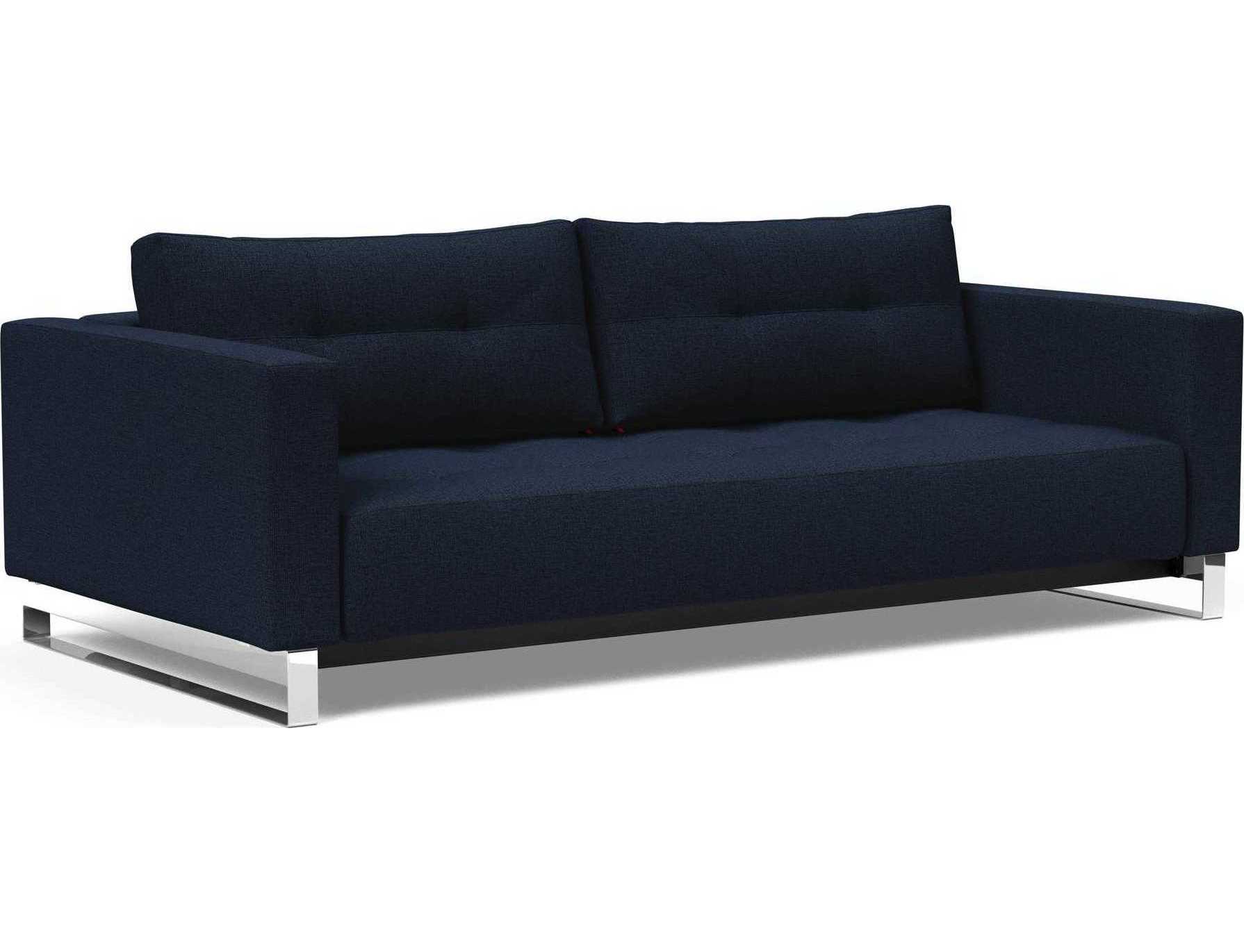 Innovation Cassius Del Mixed Dance Blue Chrome Upholstered Sofa Bed