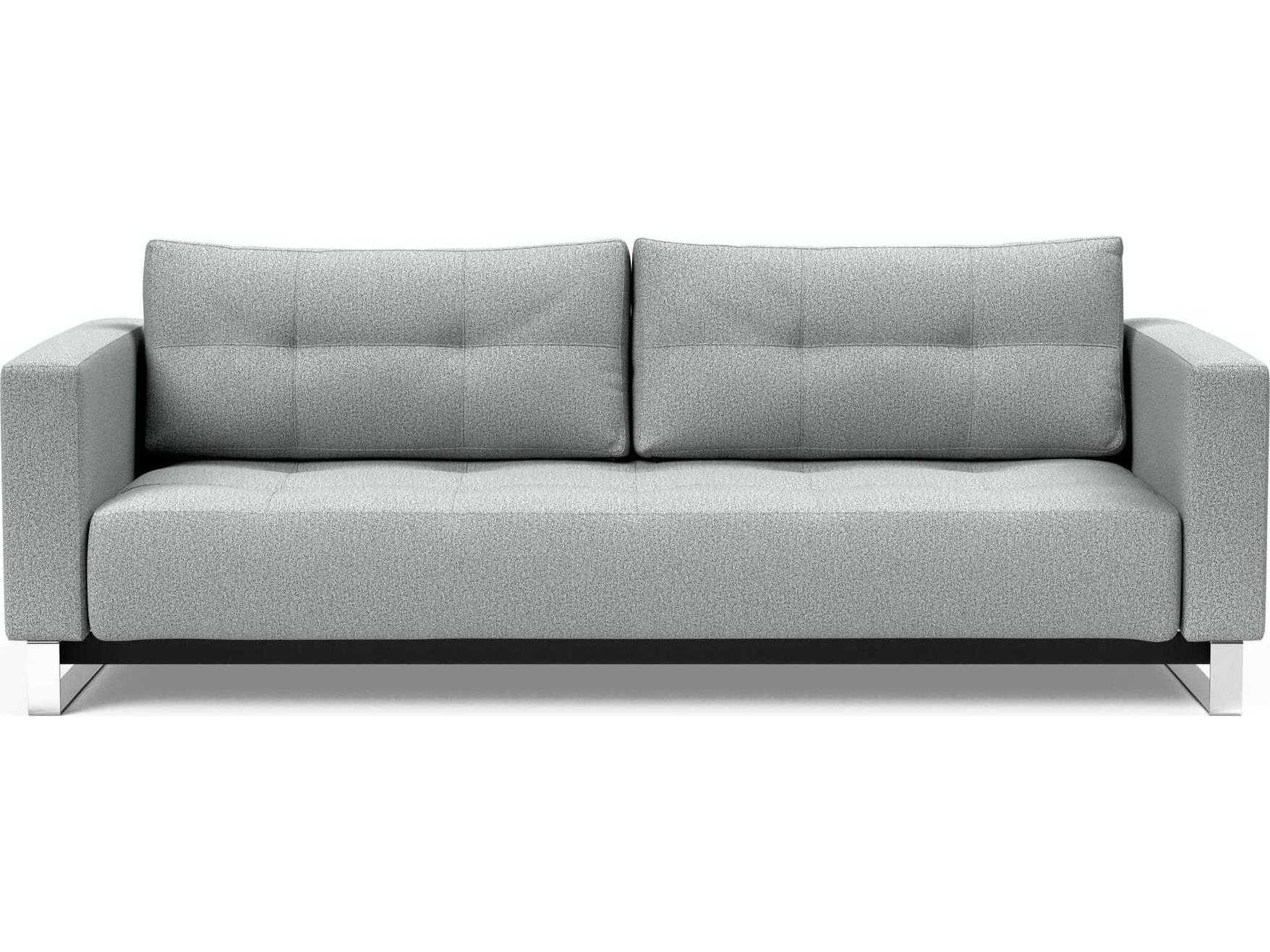 Innovation Cassius Del Melange Light Grey Chrome Upholstered Sofa Bed