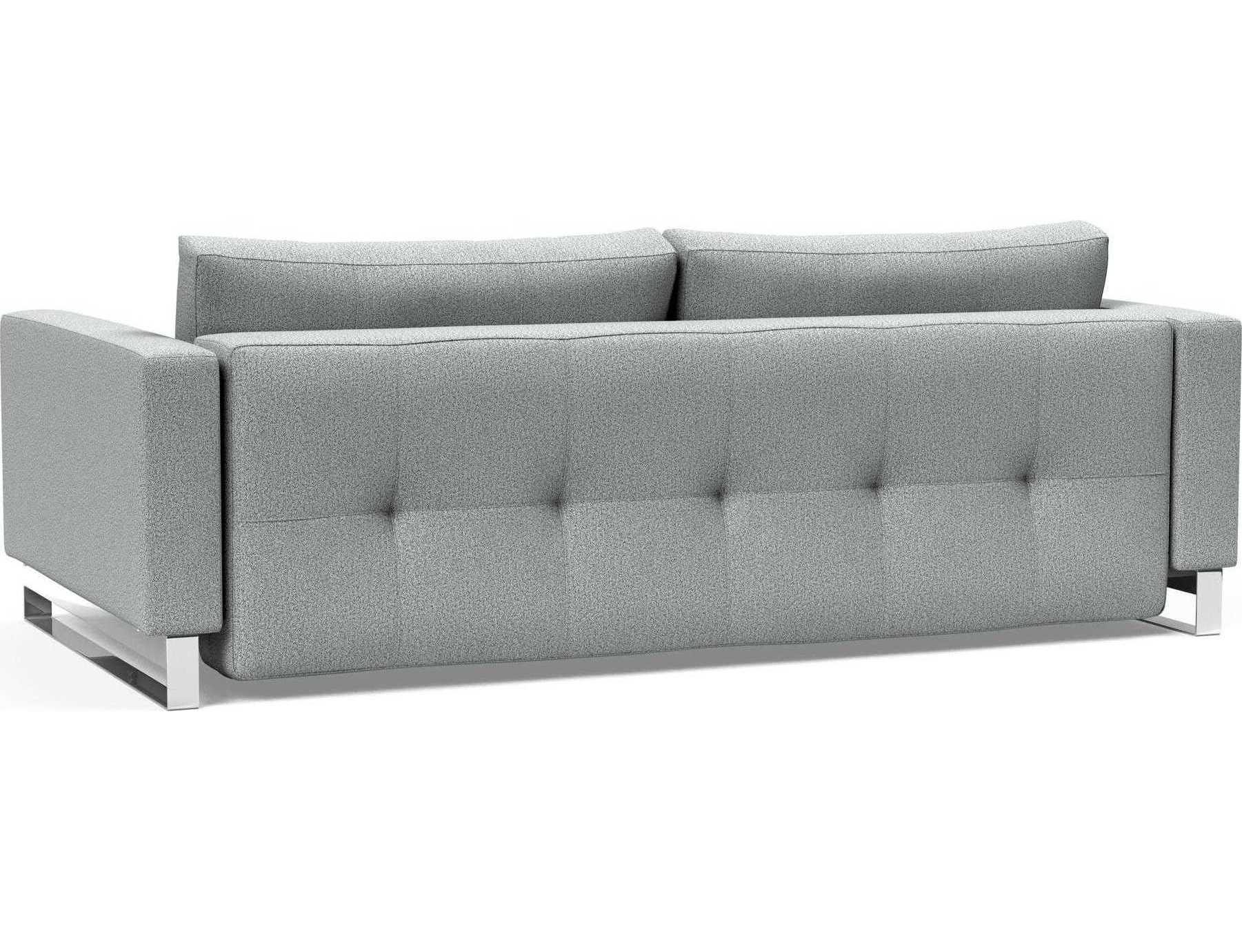 Innovation Cassius Del Melange Light Grey Chrome Upholstered Sofa Bed