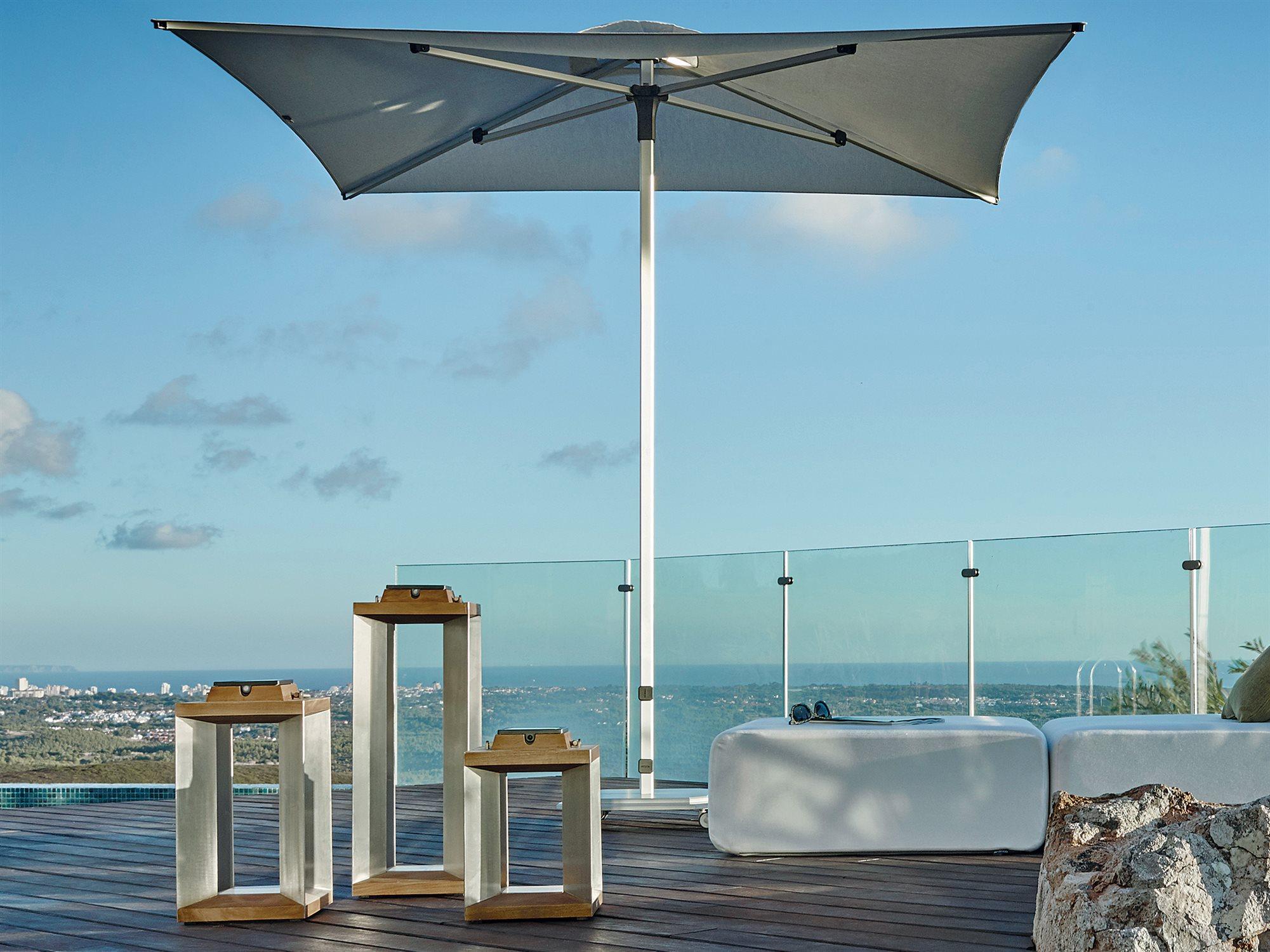 Jardinico JCP1 7.5ft Square Center Post Push-Up Lift Aluminum Outdoor Patio Umbrella with Base