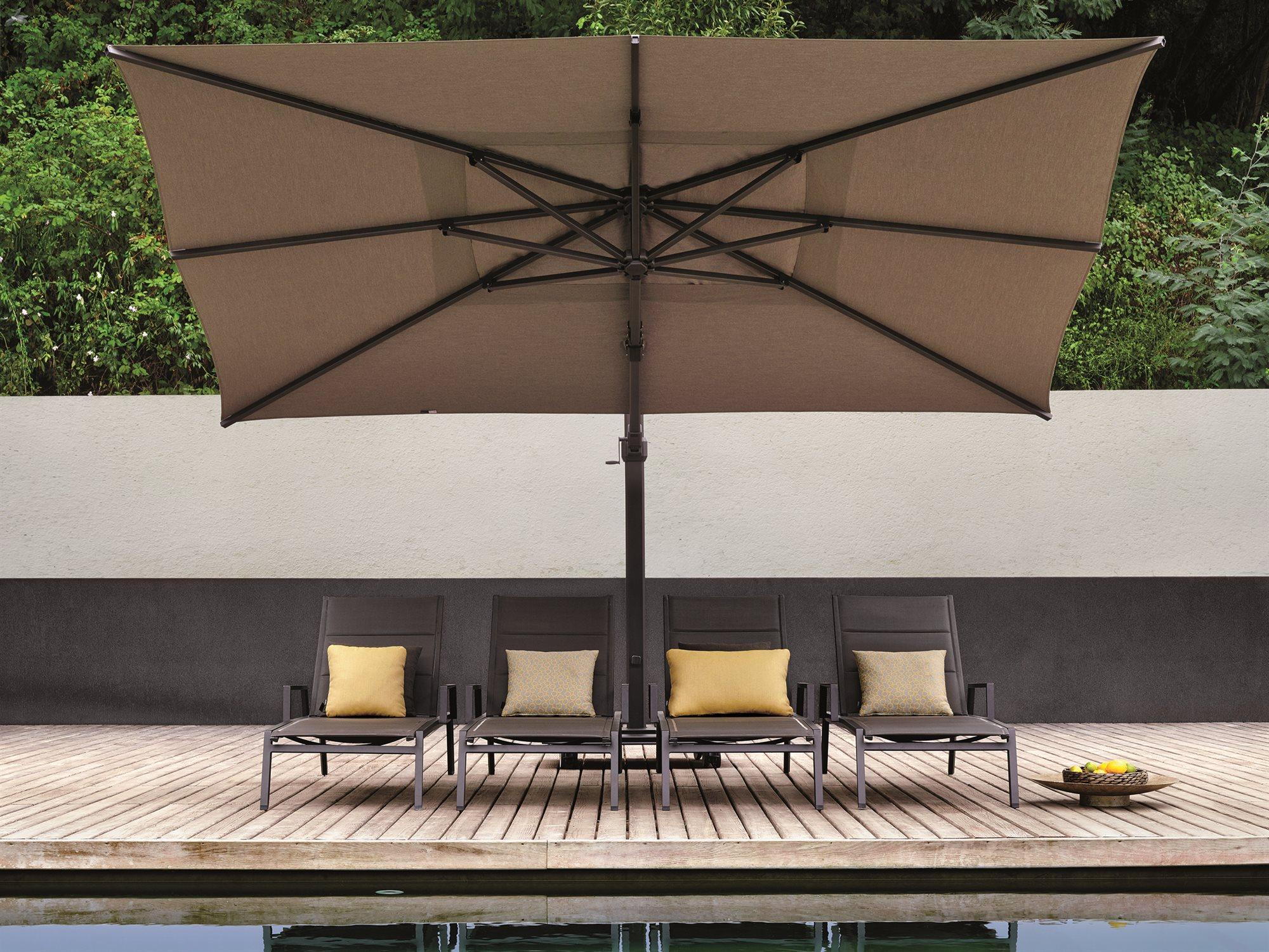Jardinico JCP.4 10 x 14 Foot Crank Lift Infinite Tilt Rectangular Aluminum Outdoor Umbrella with base