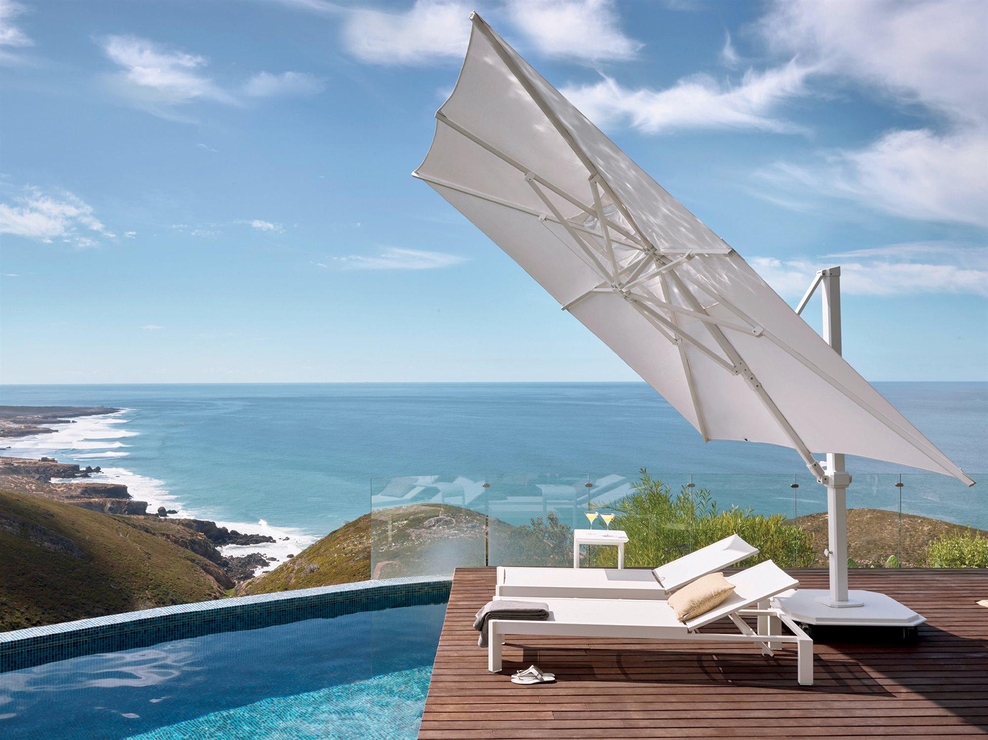 Jardinico JCP.4 10 x 14 Foot Crank Lift Infinite Tilt Rectangular Aluminum Outdoor Umbrella with base