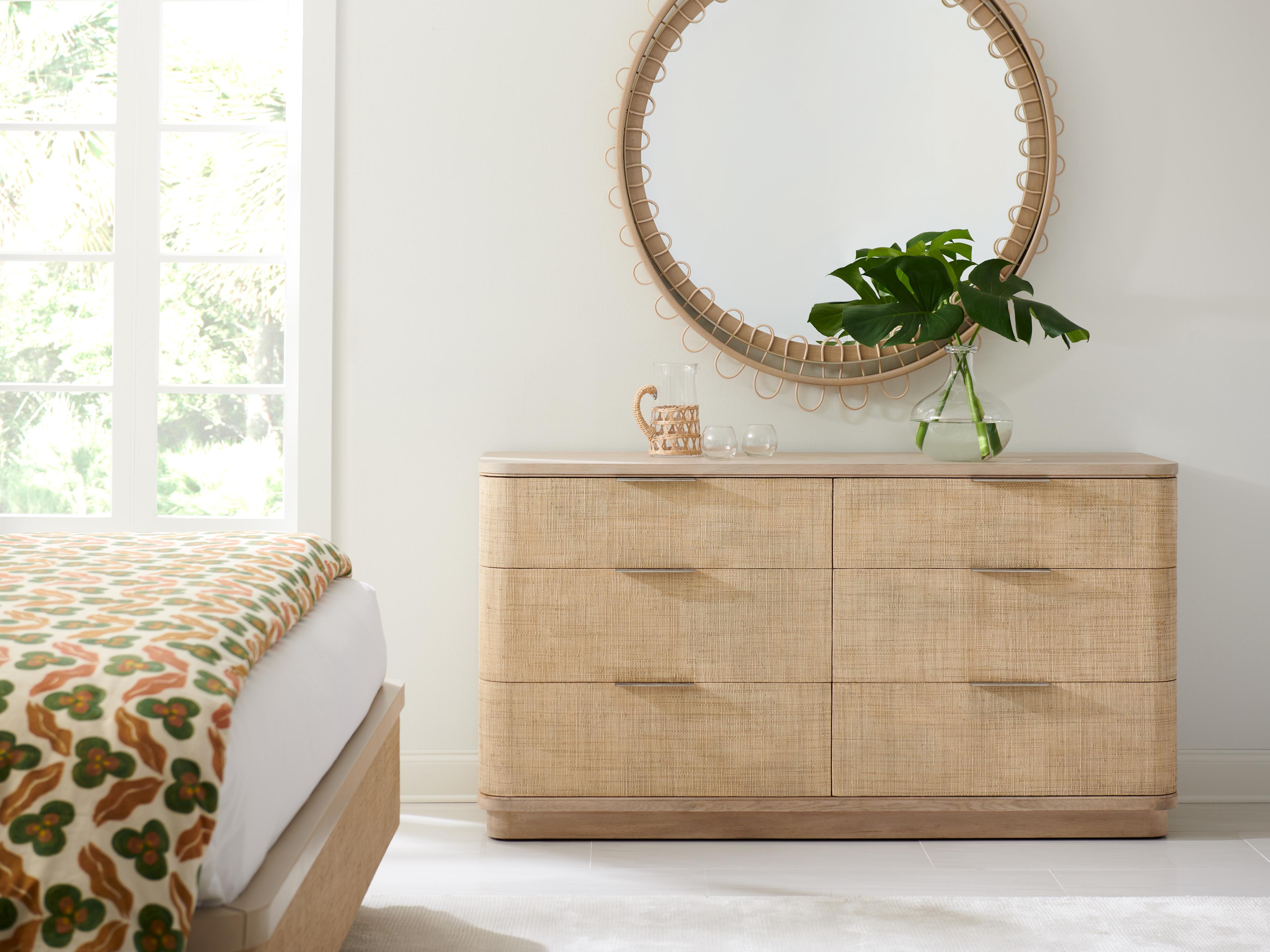 Jonathan Charles Water Natural Rattan Wall Mirror Oval