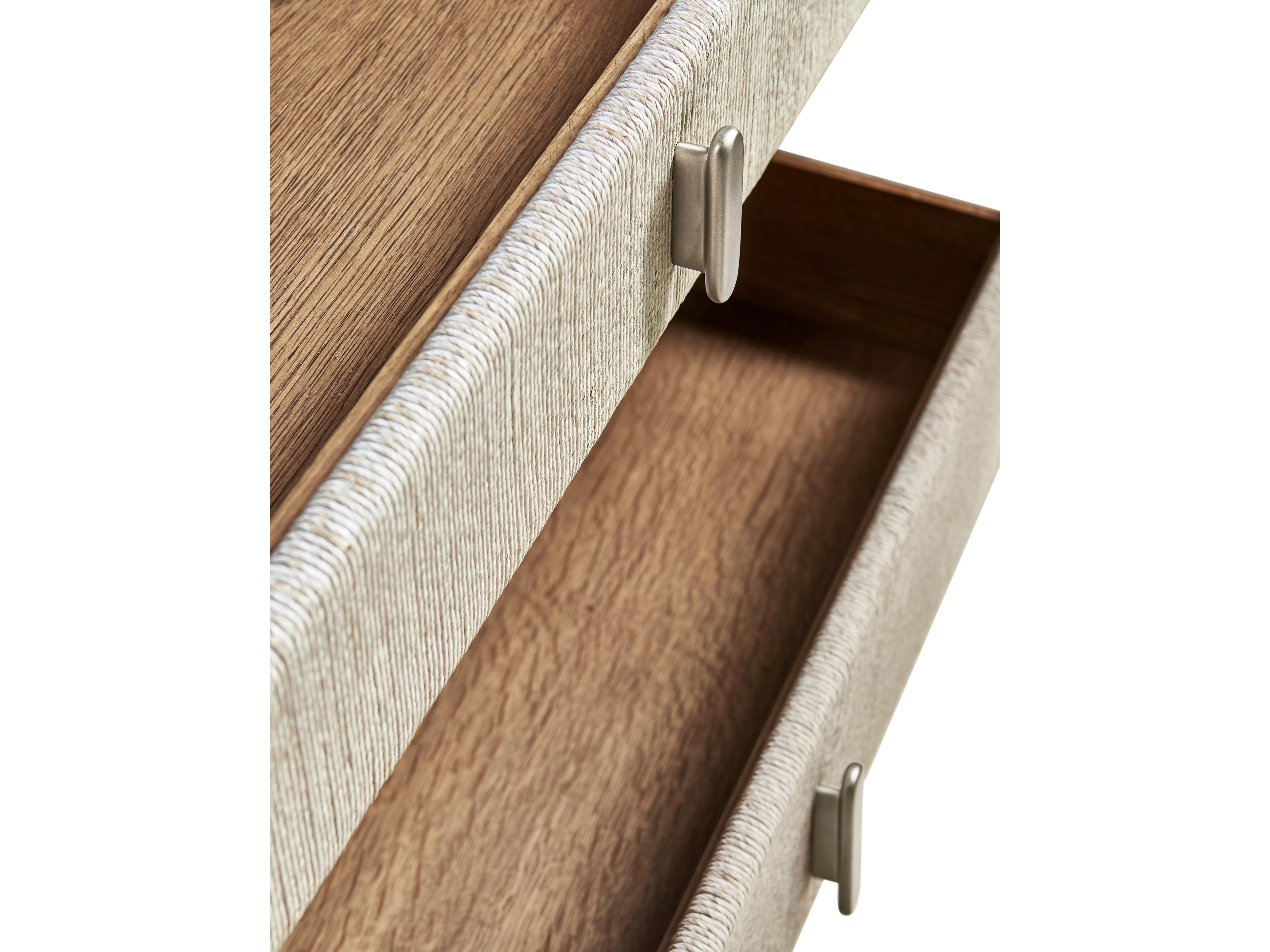 Jonathan Charles Water 2-Drawers Brass Oak Wood Nightstand