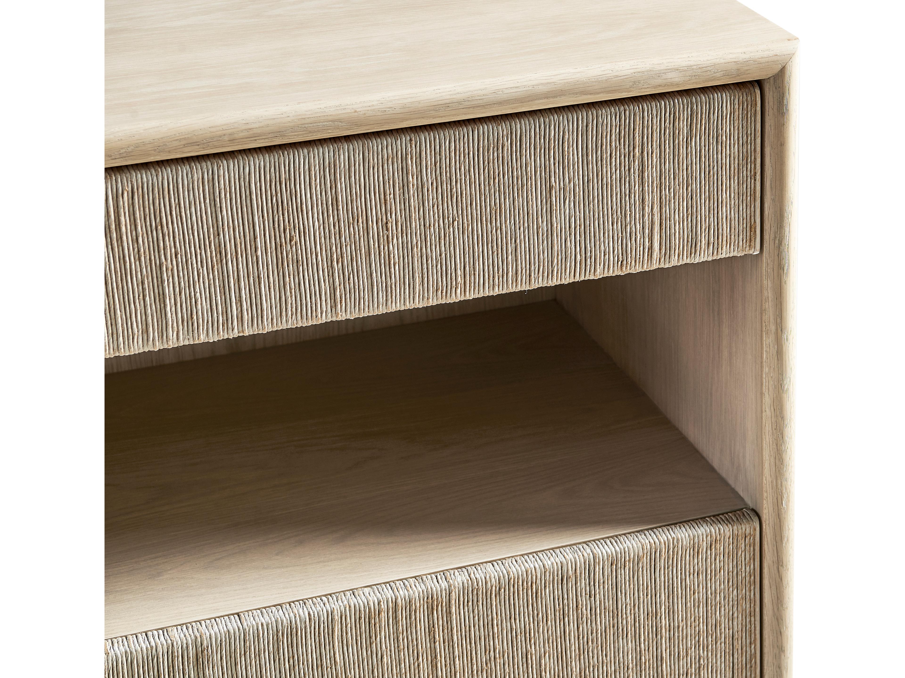 Jonathan Charles Water 2-Drawers Brass Oak Wood Nightstand