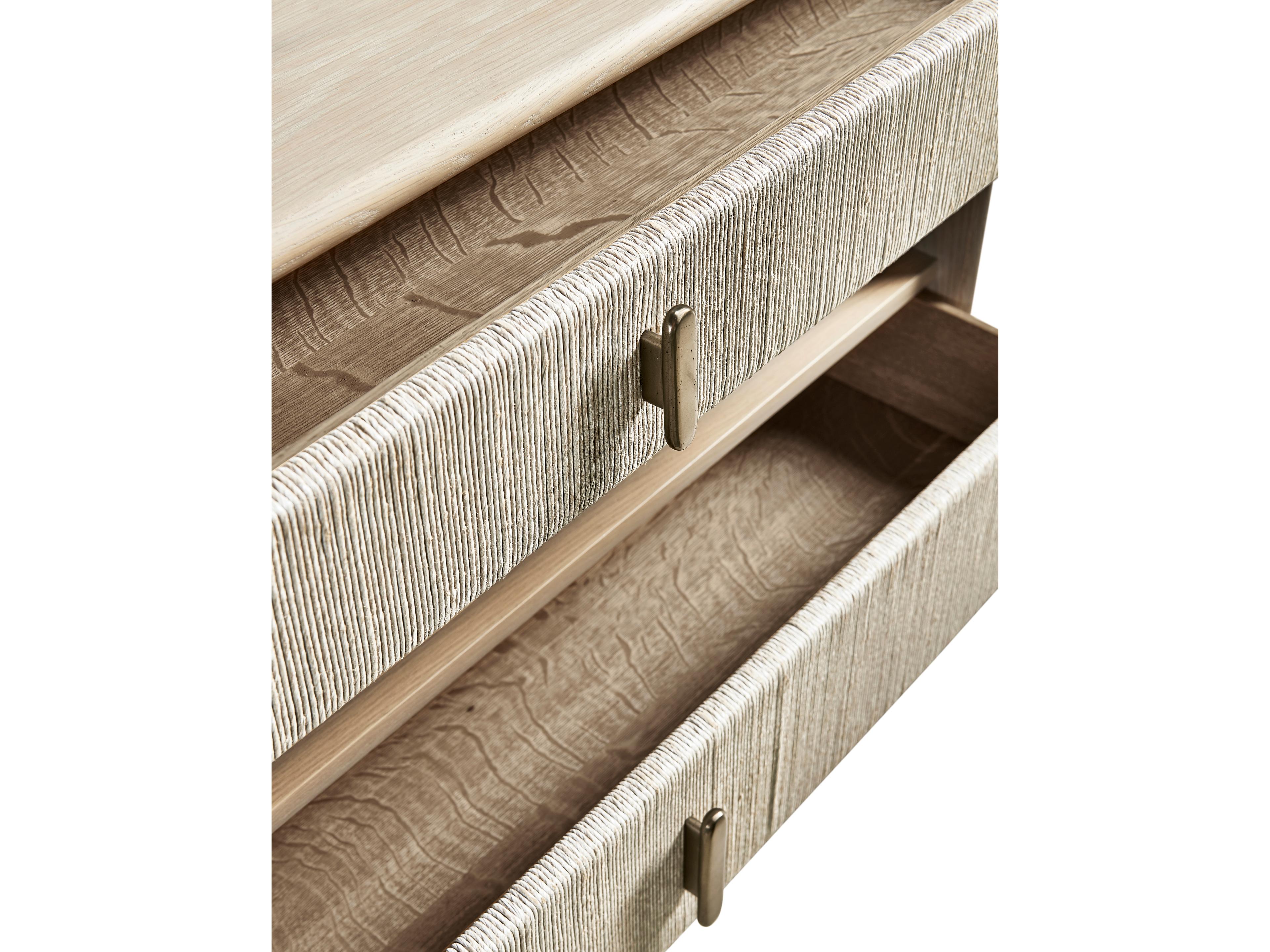 Jonathan Charles Water 2-Drawers Brass Oak Wood Nightstand