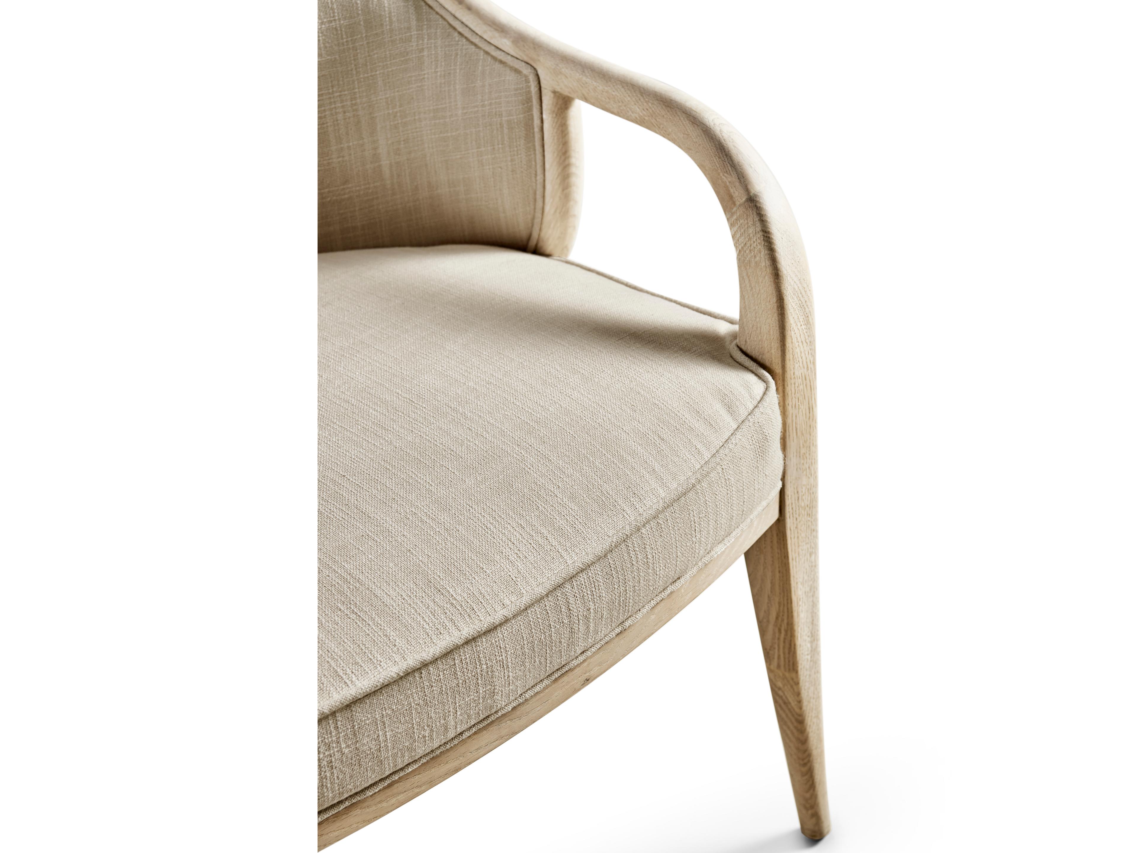 Jonathan Charles Water Oak Wood Upholstered Arm Dining Chair