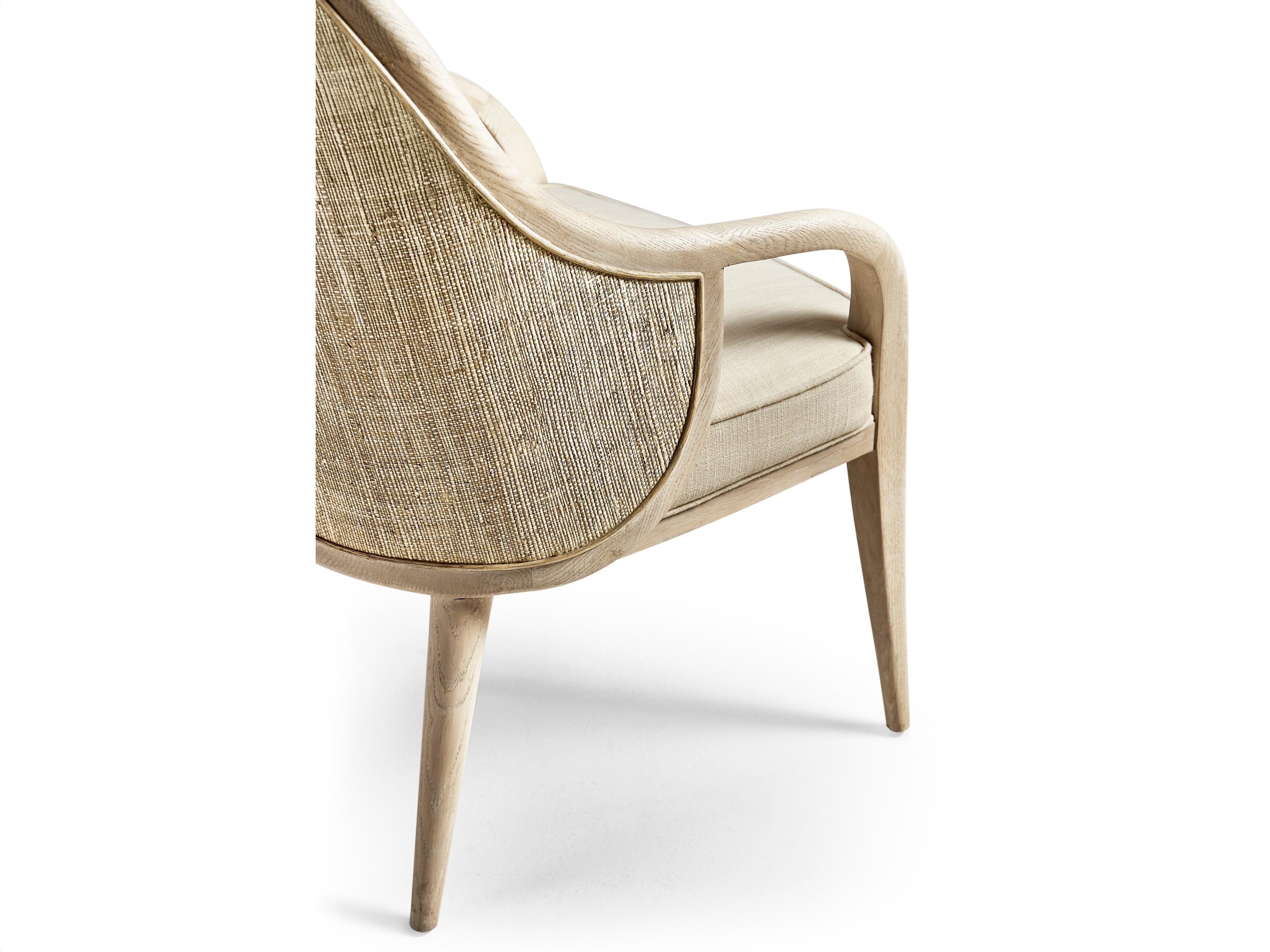 Jonathan Charles Water Oak Wood Upholstered Arm Dining Chair