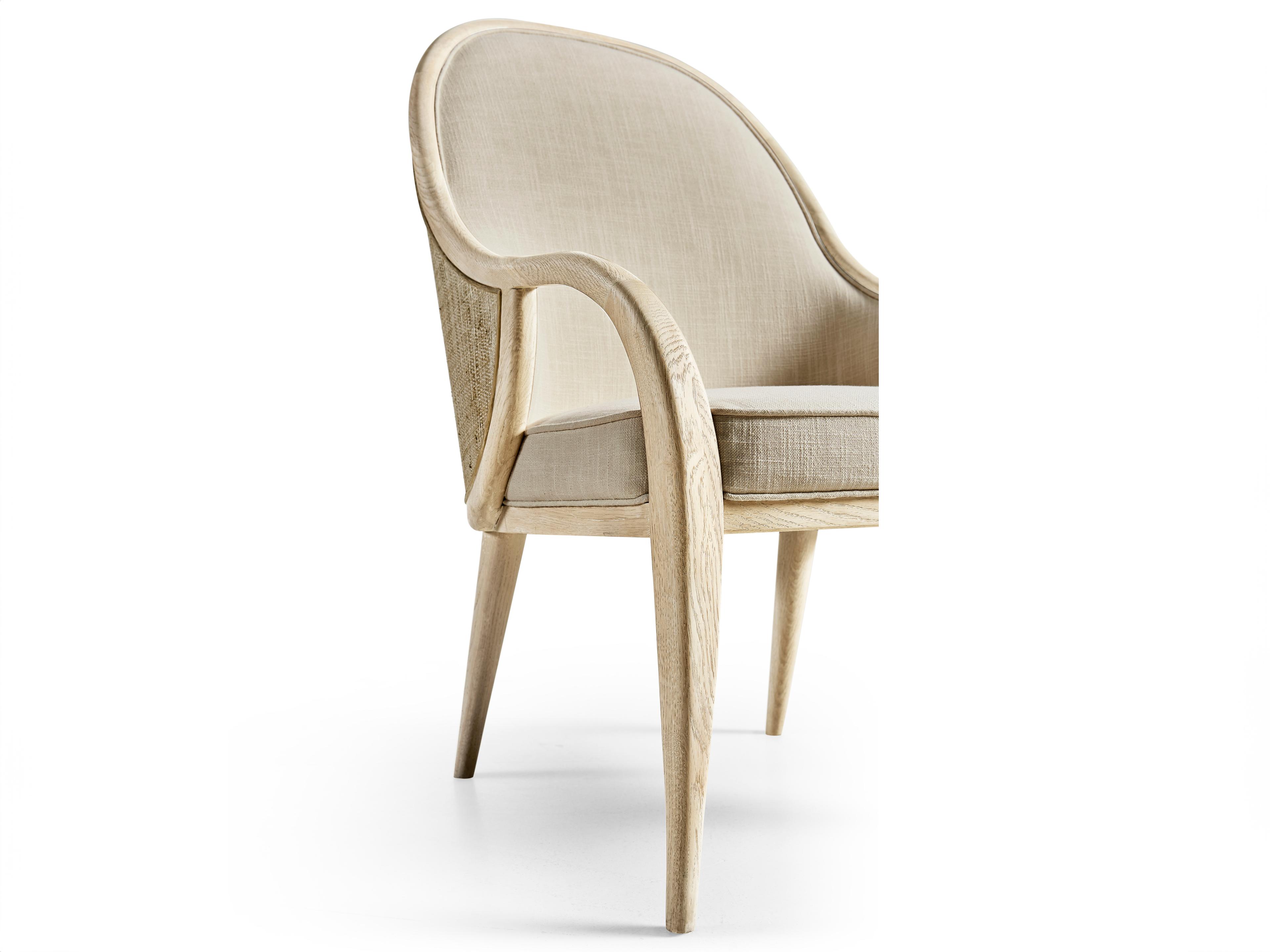 Jonathan Charles Water Oak Wood Upholstered Arm Dining Chair