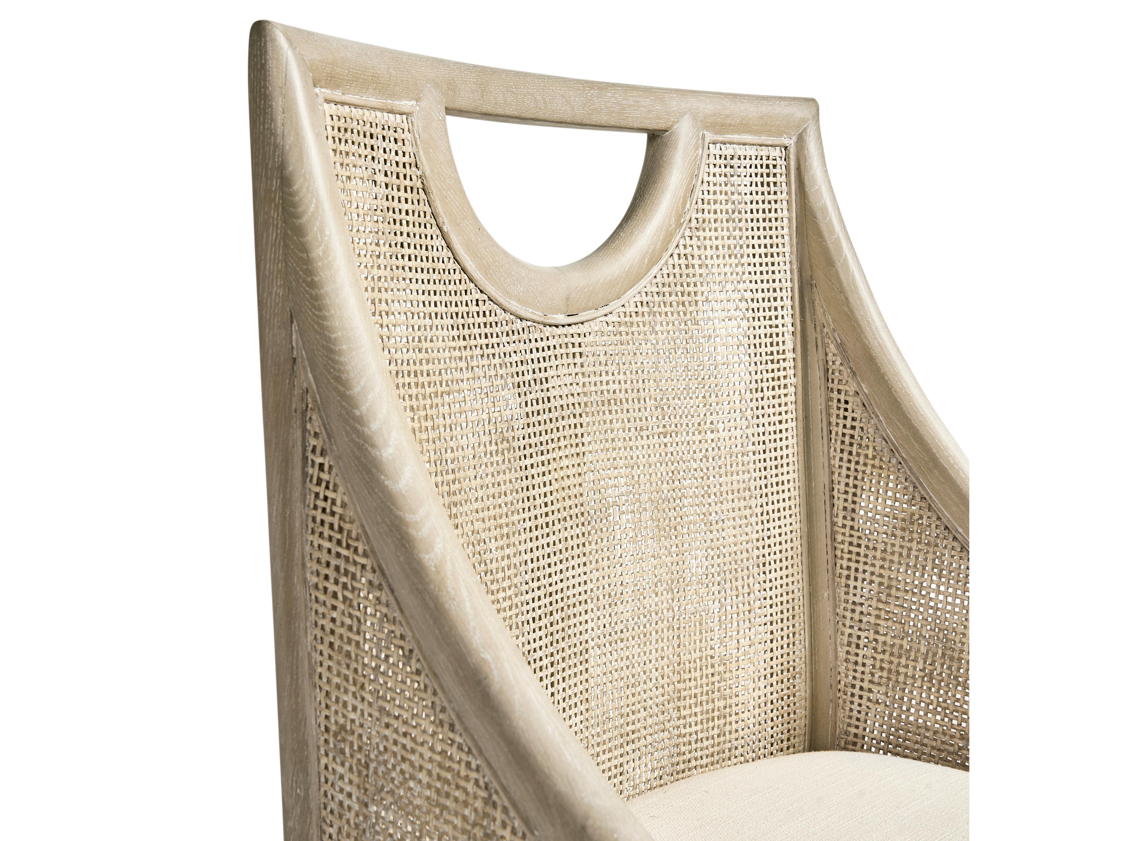 Jonathan Charles Water Fjord Oak Wood Upholstered Arm Dining Chair