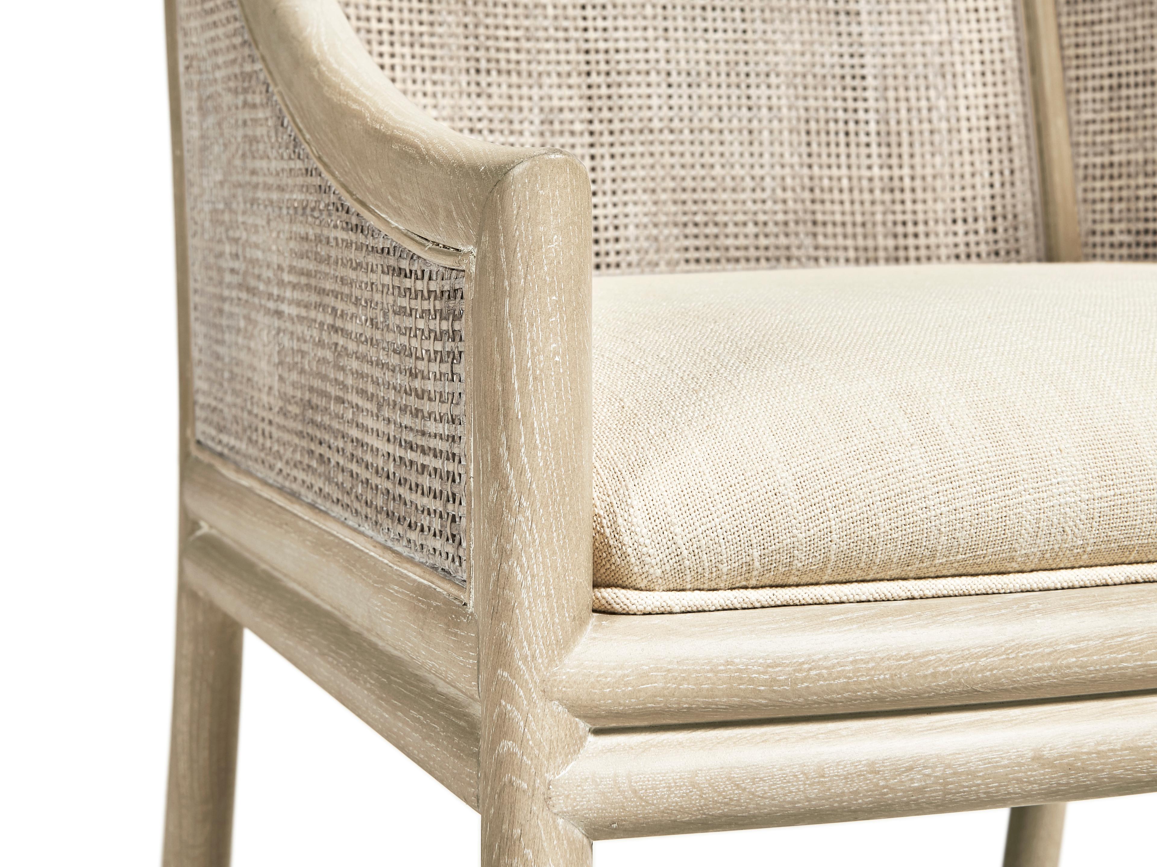 Jonathan Charles Water Fjord Oak Wood Upholstered Arm Dining Chair