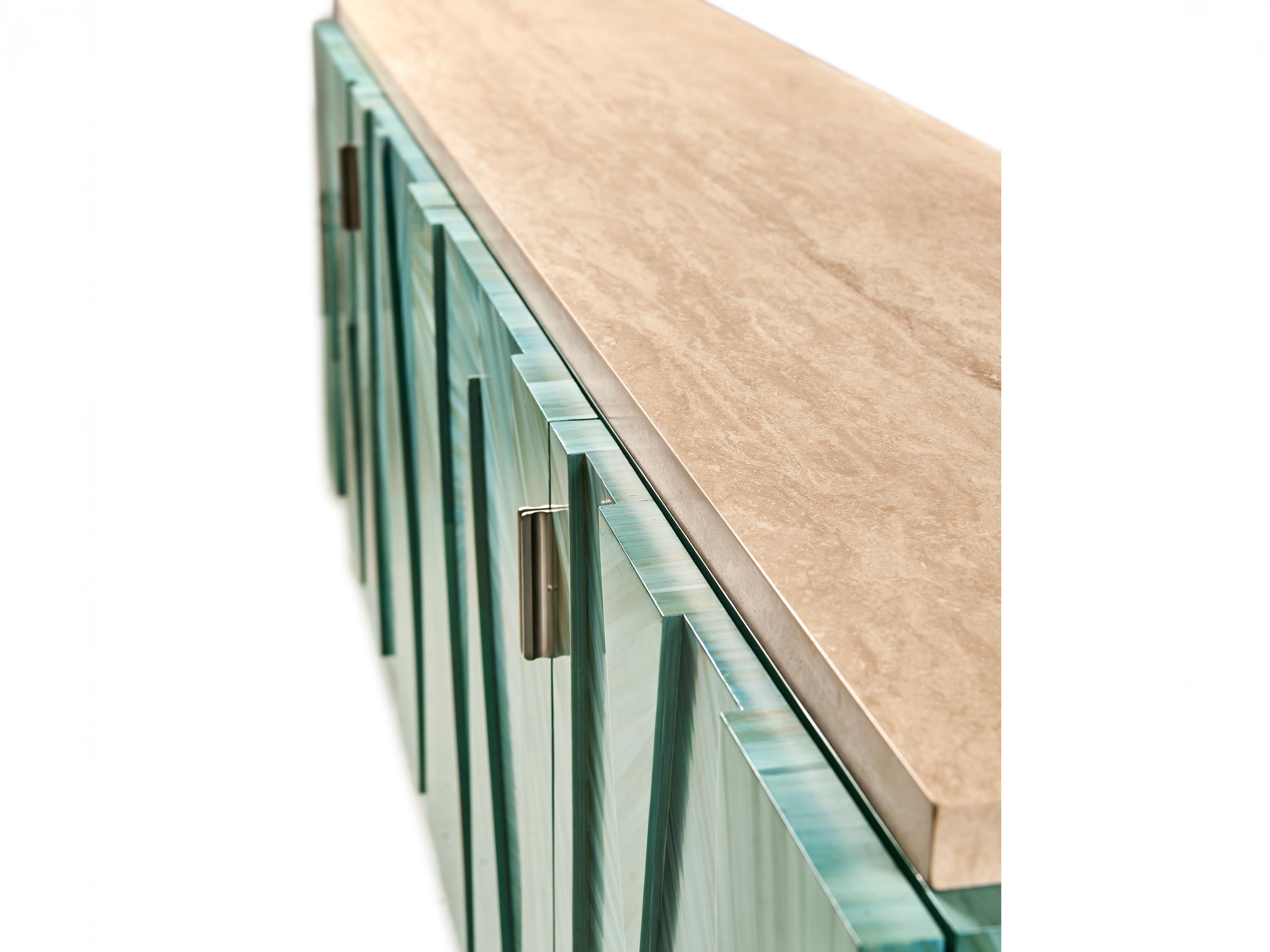 Jonathan Charles Water Blue Straw Media Console