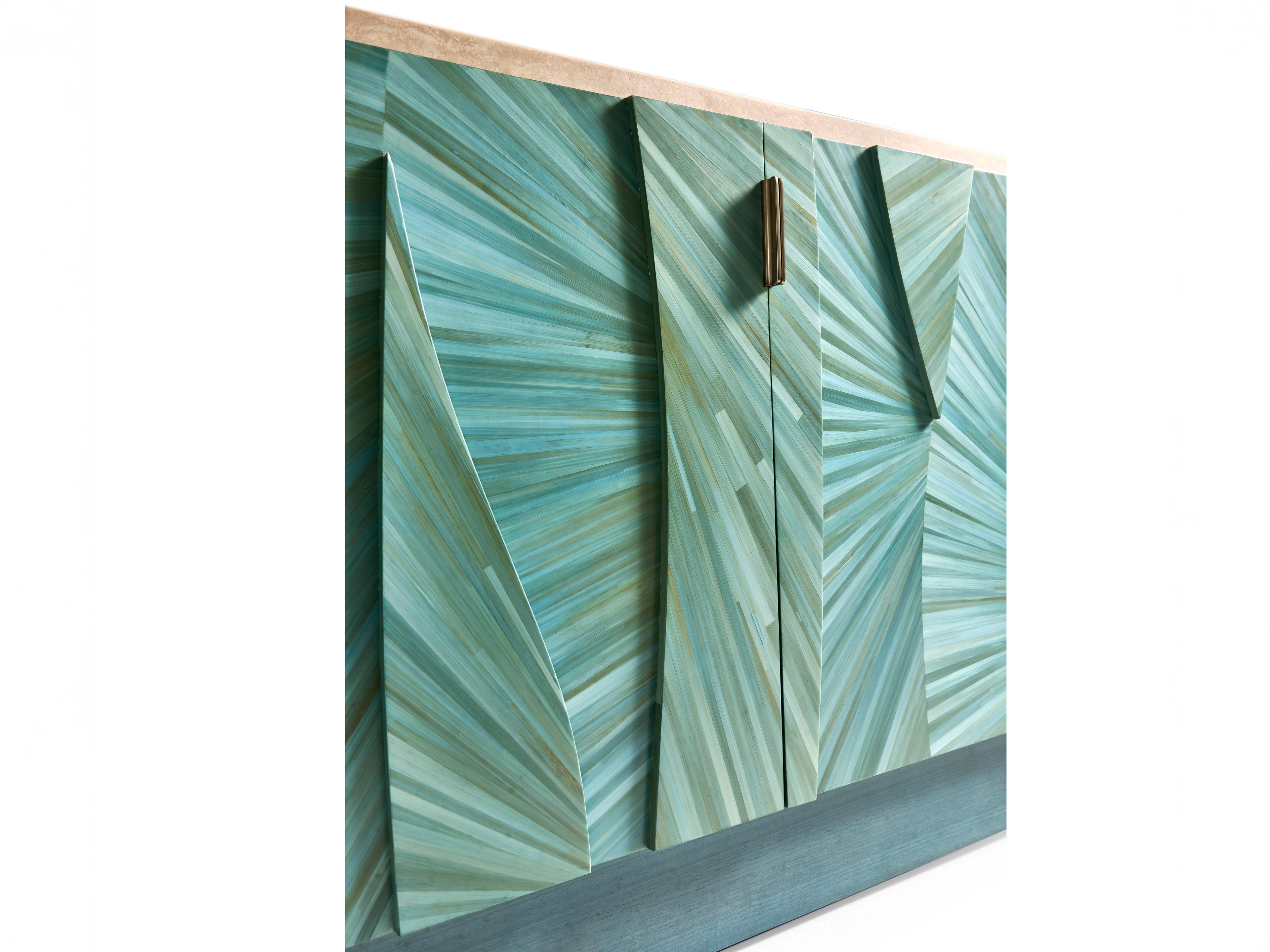 Jonathan Charles Water Blue Straw Media Console