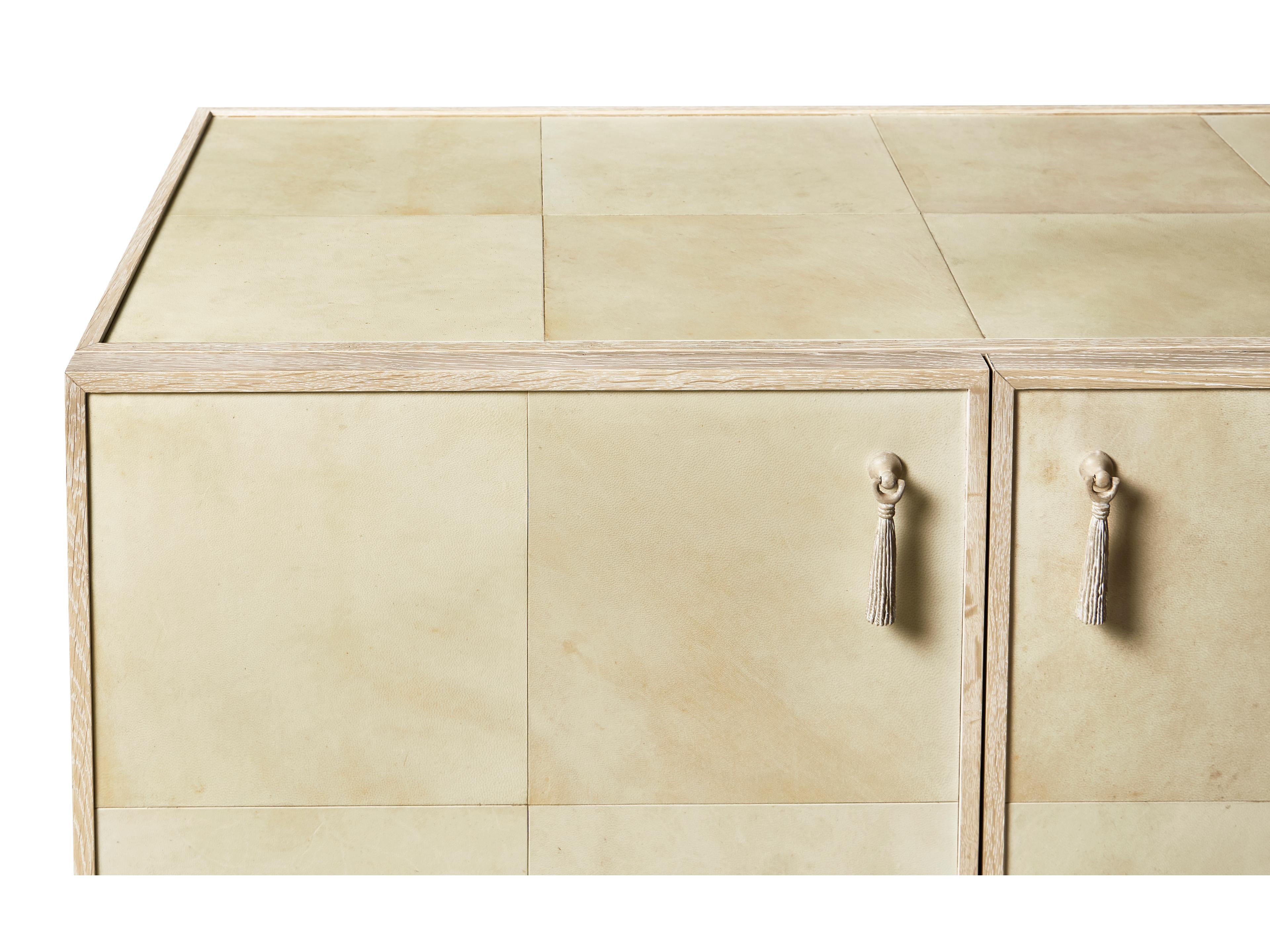 Jonathan Charles Water Hydra Oak Wood Parchment Media Console