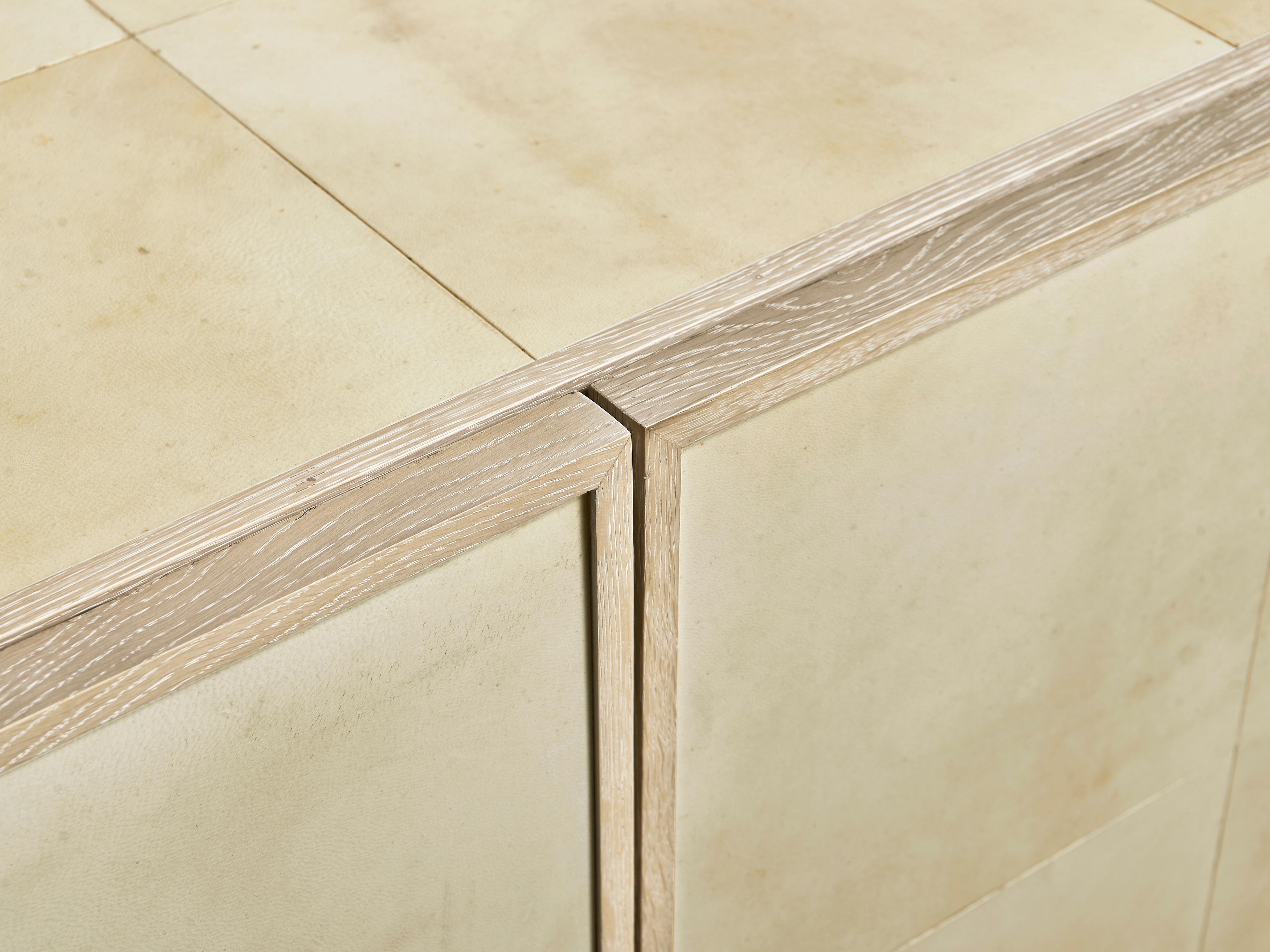 Jonathan Charles Water Hydra Oak Wood Parchment Media Console