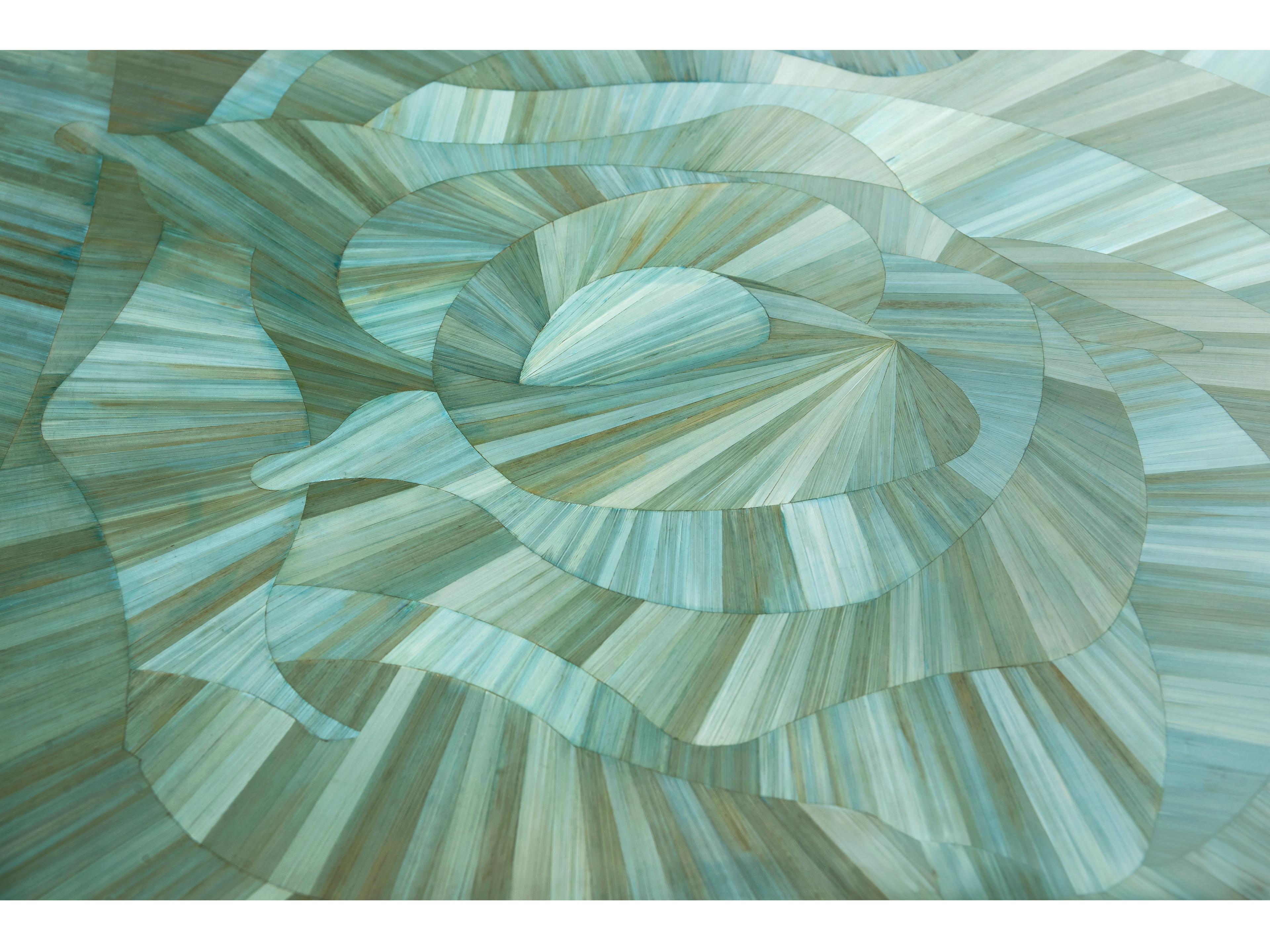 Jonathan Charles Water Square Blue Straw End Table