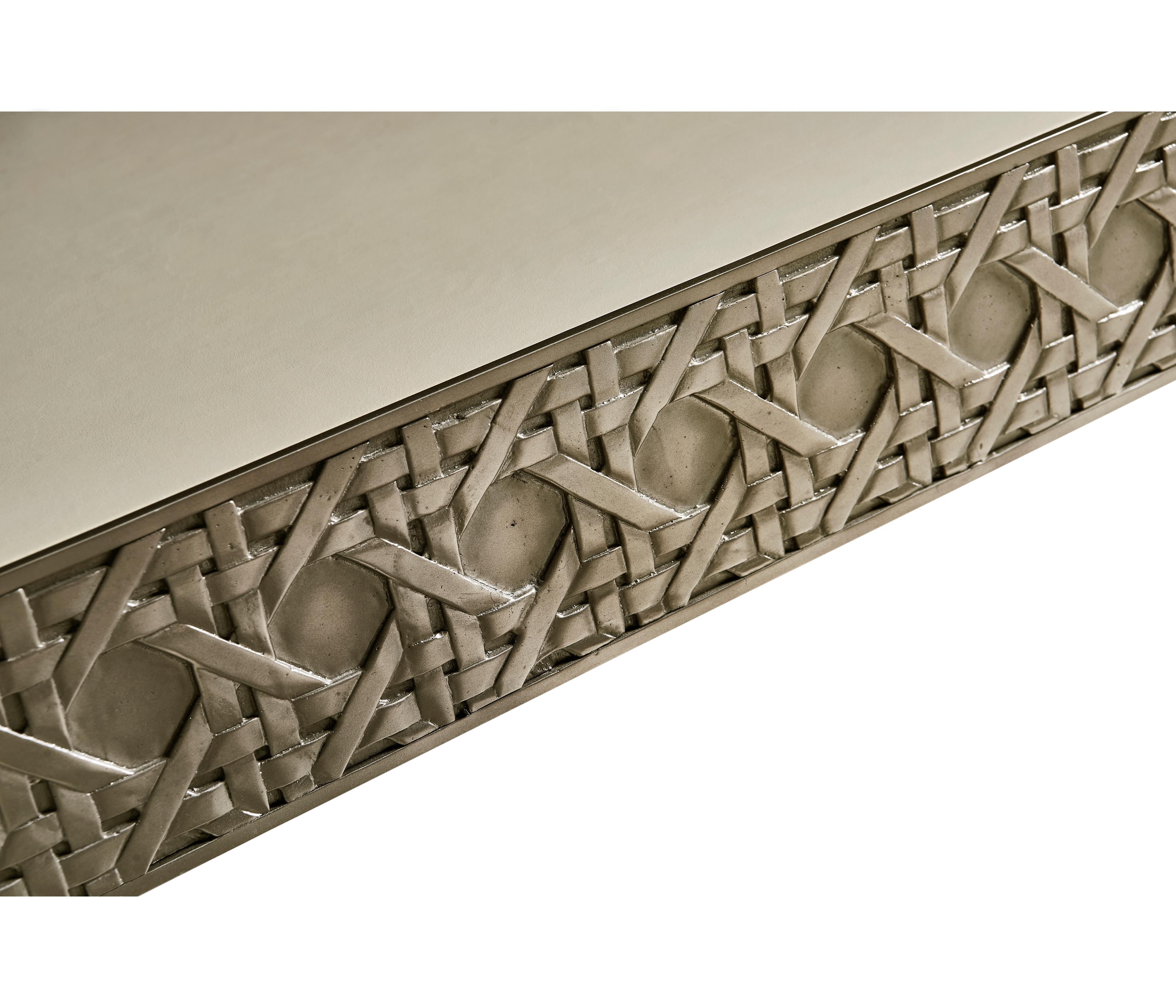 Jonathan Charles Water Satin Metal Beige Computer Desk