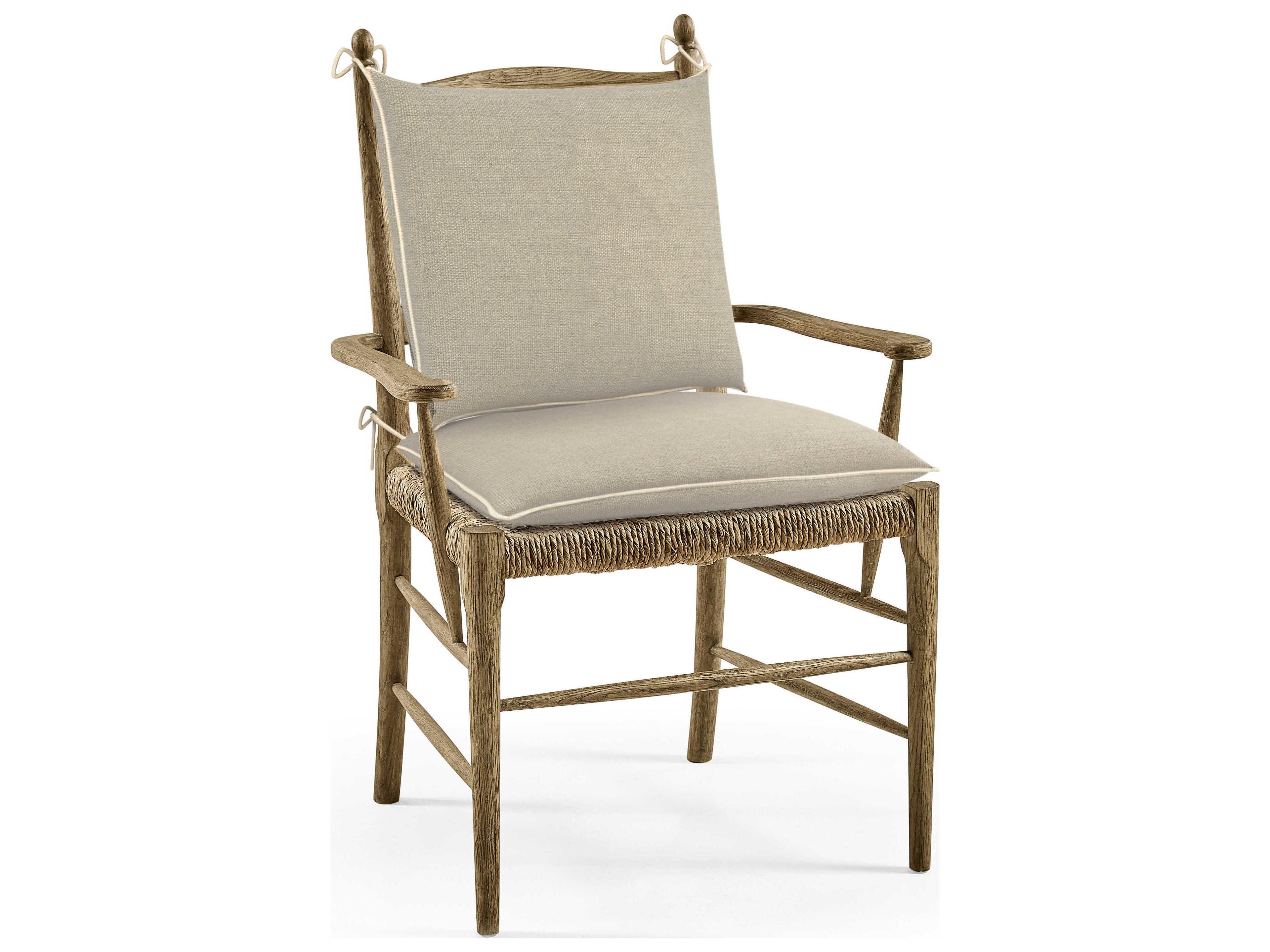 Jonathan Charles Timeless Oak Wood Brown Upholstered Arm Dining Chair